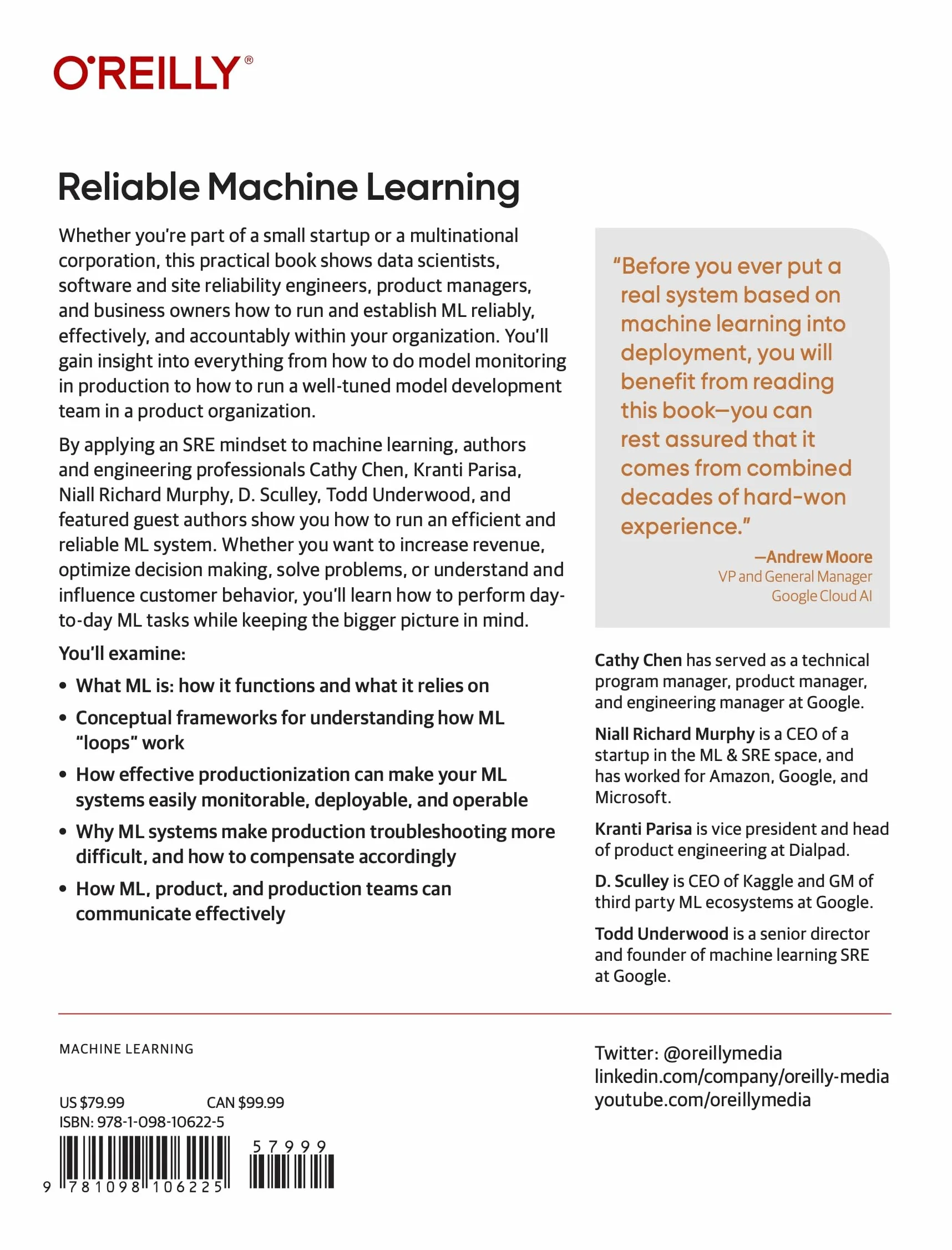 Reliable Machine Learning: Applying SRE Principles to ML in Production