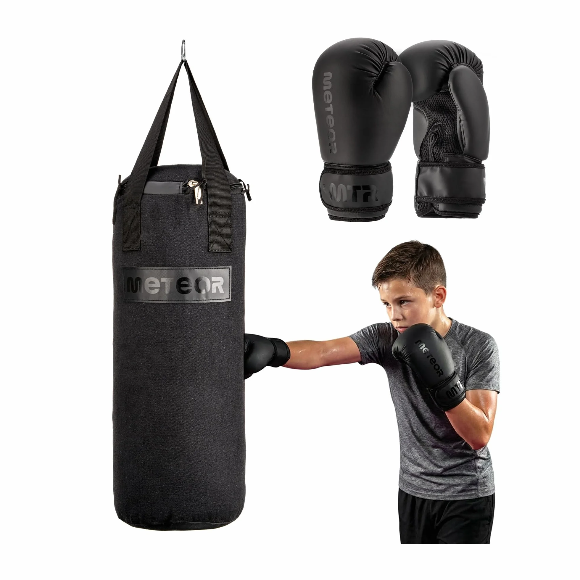 Meteor Zestaw Bokserski dla Dzieci Worek 6 kg 12 kg Rękawice 6 oz Trening Bokserski