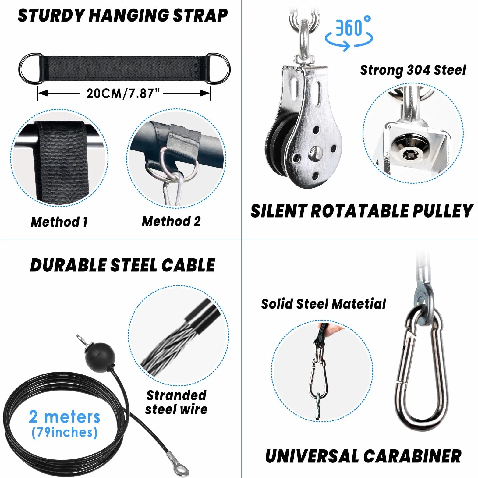 System bloczków do treningu w domu LAT PULL DOWN, 3w1 podwójny system bloczków z obciążeniem do ćwiczeń klatki piersiowej, tricepsów, bicepsów, ramion i pleców – sprzęt fitness
