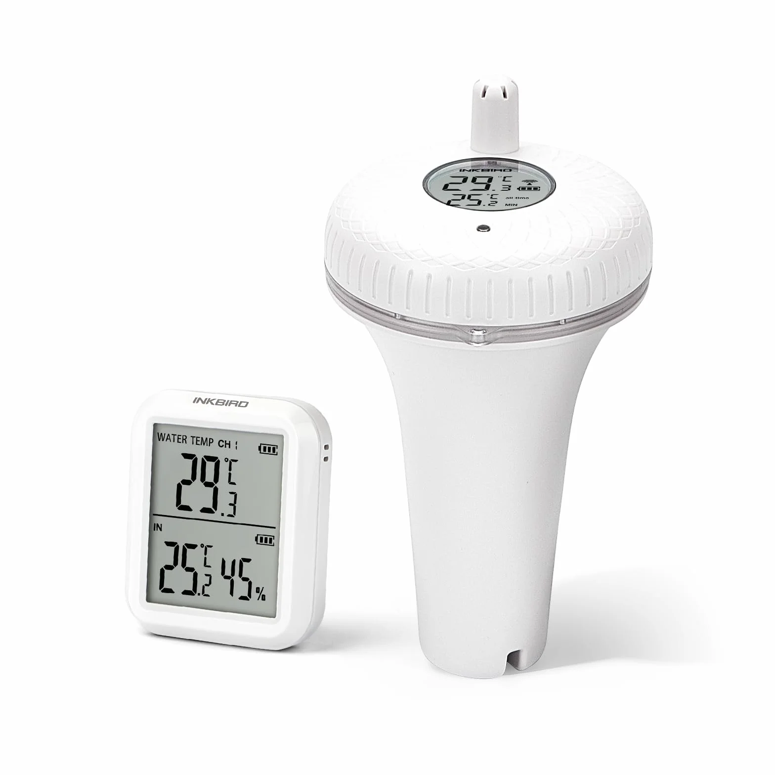 INKBIRD Bezprzewodowy radiowy termometr do basenu, bezprzewodowy termometr basenowy z odbiornikiem, bezprzewodowy termometr basenowy cyfrowy termometr temperatury wody do basenu, spa