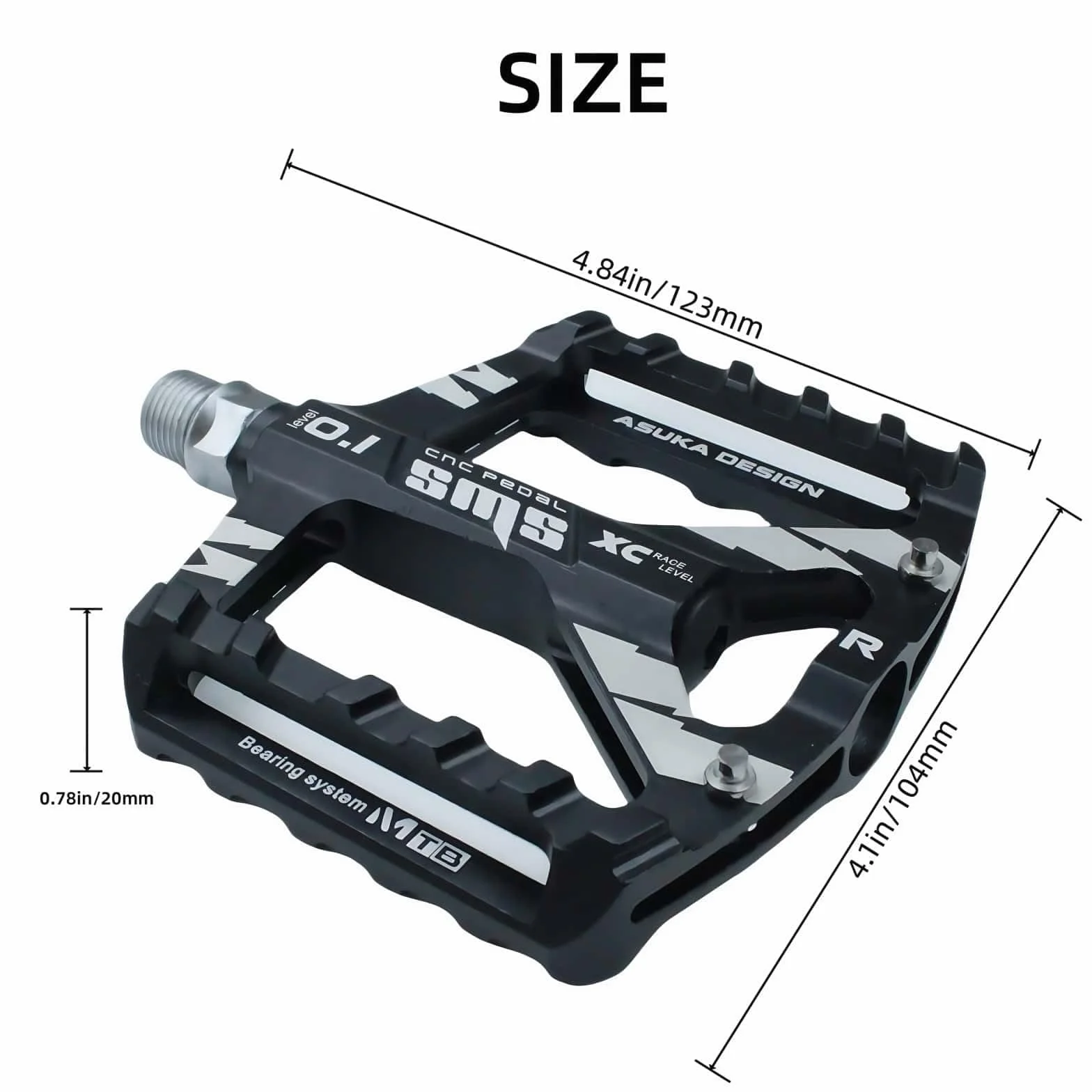 Trkimal Pedały do roweru wyścigowego/górskiego, pedały rowerowe – antypoślizgowe kolce 9/16" CNC ze stopu aluminium obrabiane płaskie pedały