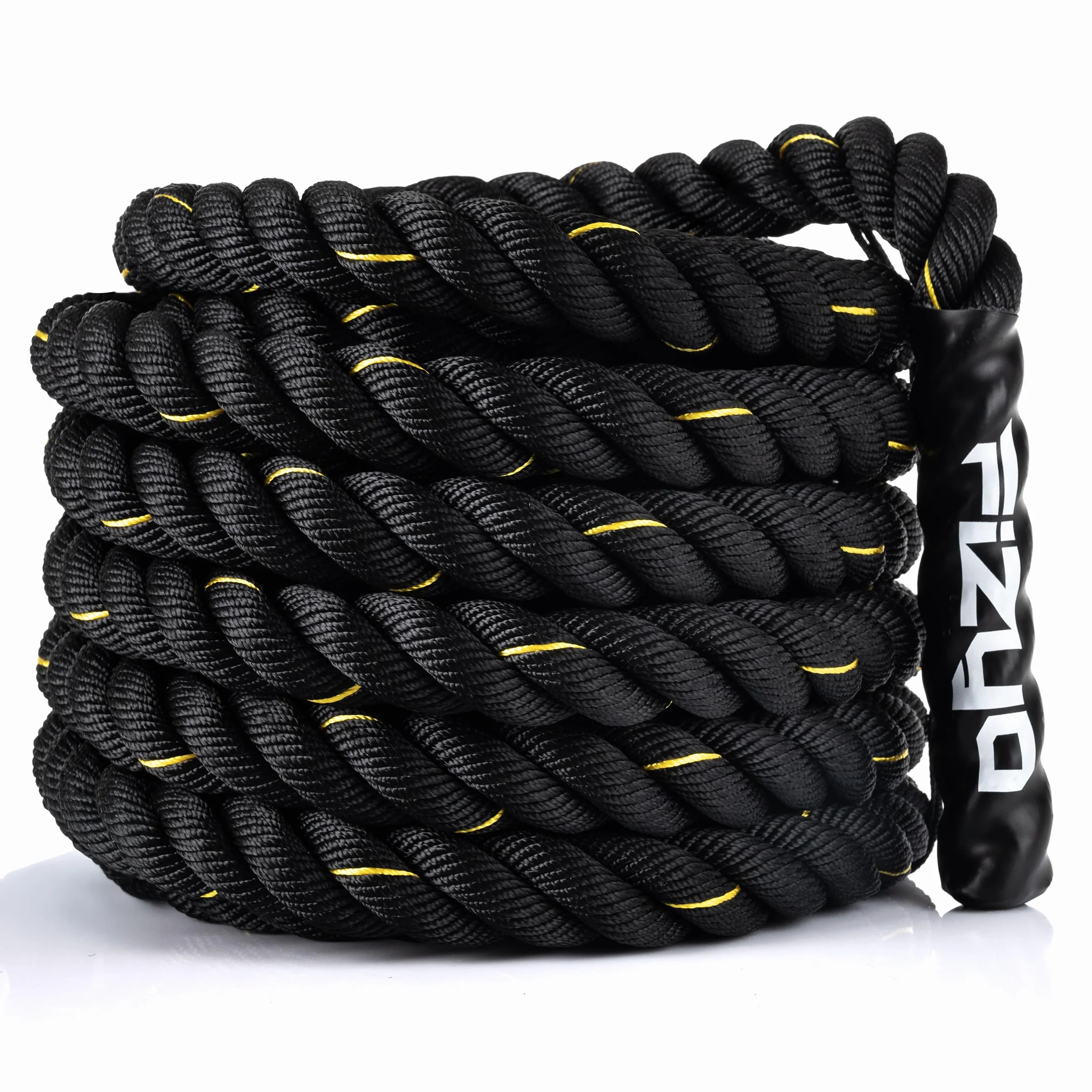Fizyo Profesjonalna Lina Treningowa z Powlekanymi Końcówkami 9m - Battle Rope do Treningu Funkcjonalnego, Siłowego, Wytrzymałościowego i Koordynacyjnego, Uderzeniowa Lina Zamachowa do Ćwiczeń
