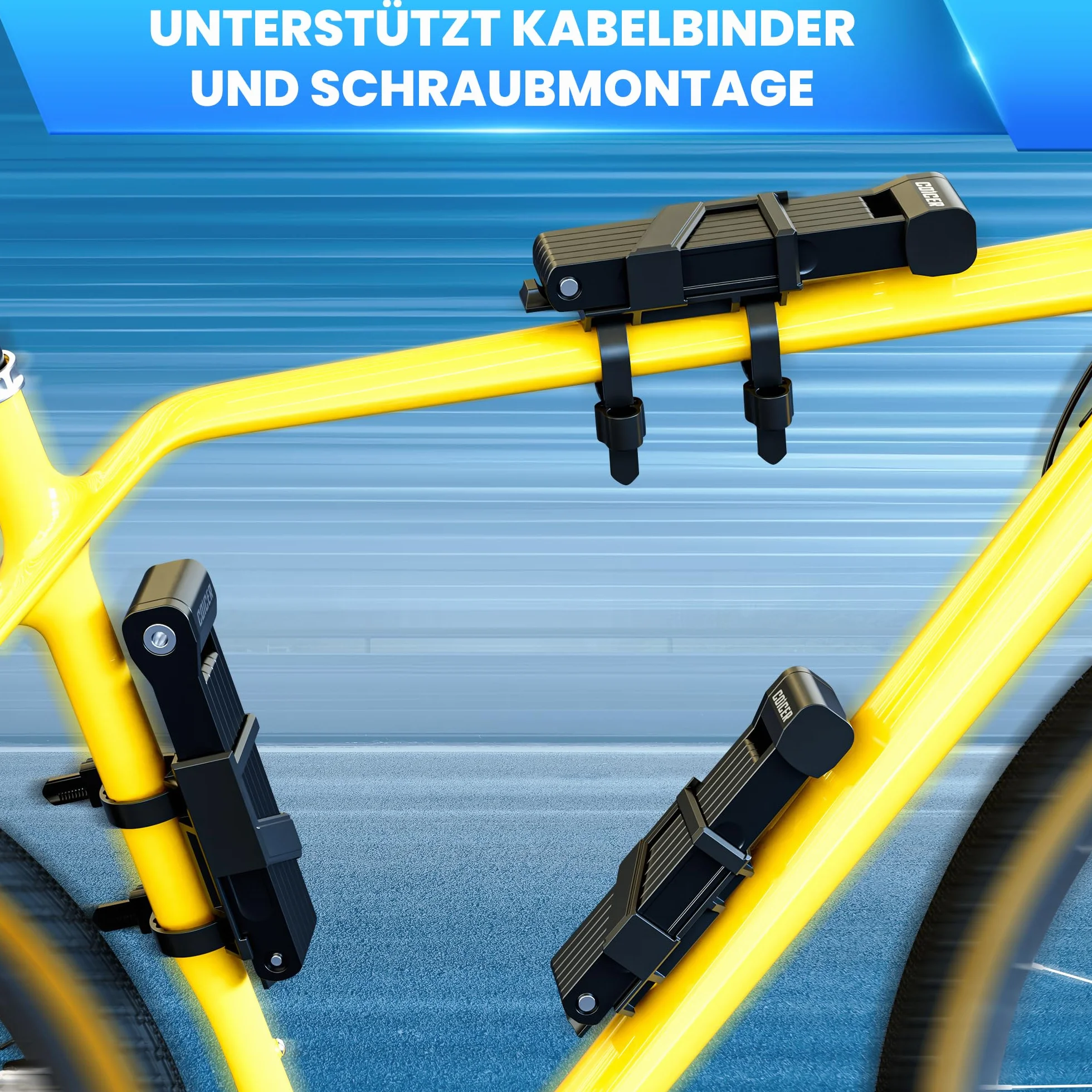 COICER Zapięcie rowerowe składane 85 cm z 3 kluczami, składane zapięcie do skutera elektrycznego, roweru i motocykla, wysokie bezpieczeństwo wraz z uchwytem - Bike Lock, czarne