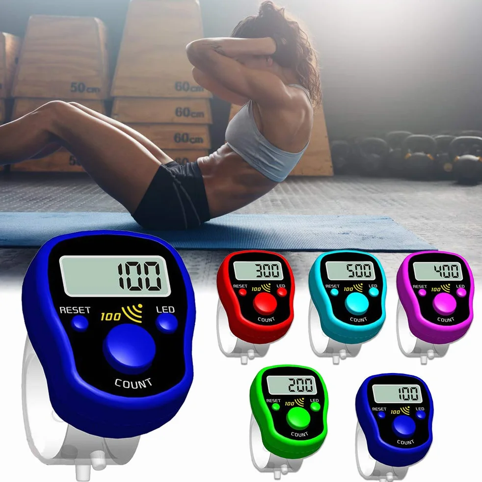 Random Color Finger Counter Digital LED Electronic Handheld Tally Counter Clicker Finger Ring Golf Digit Stitch Marker