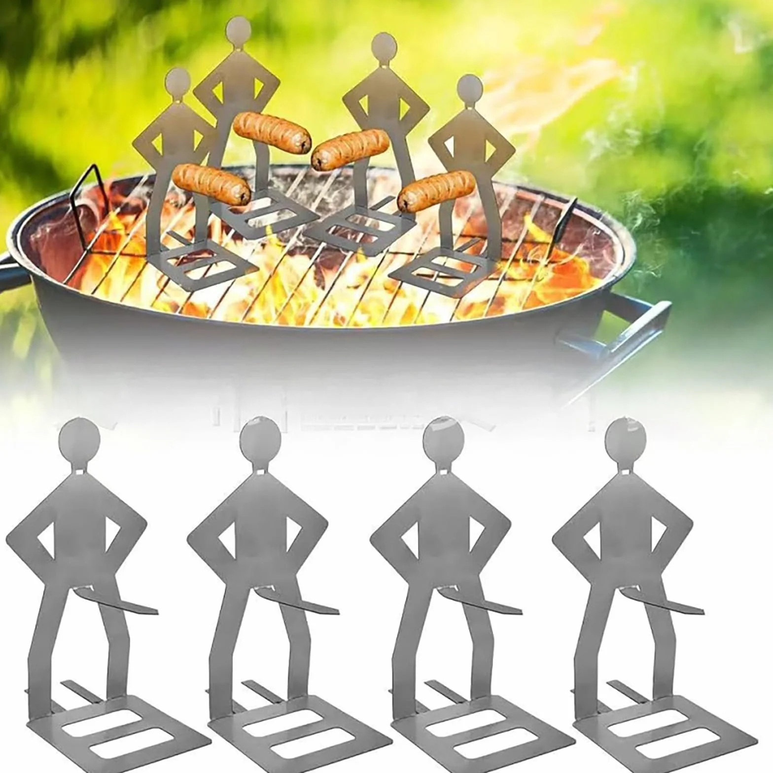 Zabawne hot dogi stojak, 3 szt. uchwyt na kiełbasę ze stali nierdzewnej do grillowania, akcesoria do grilla na świeżym powietrzu, widelec do grilla