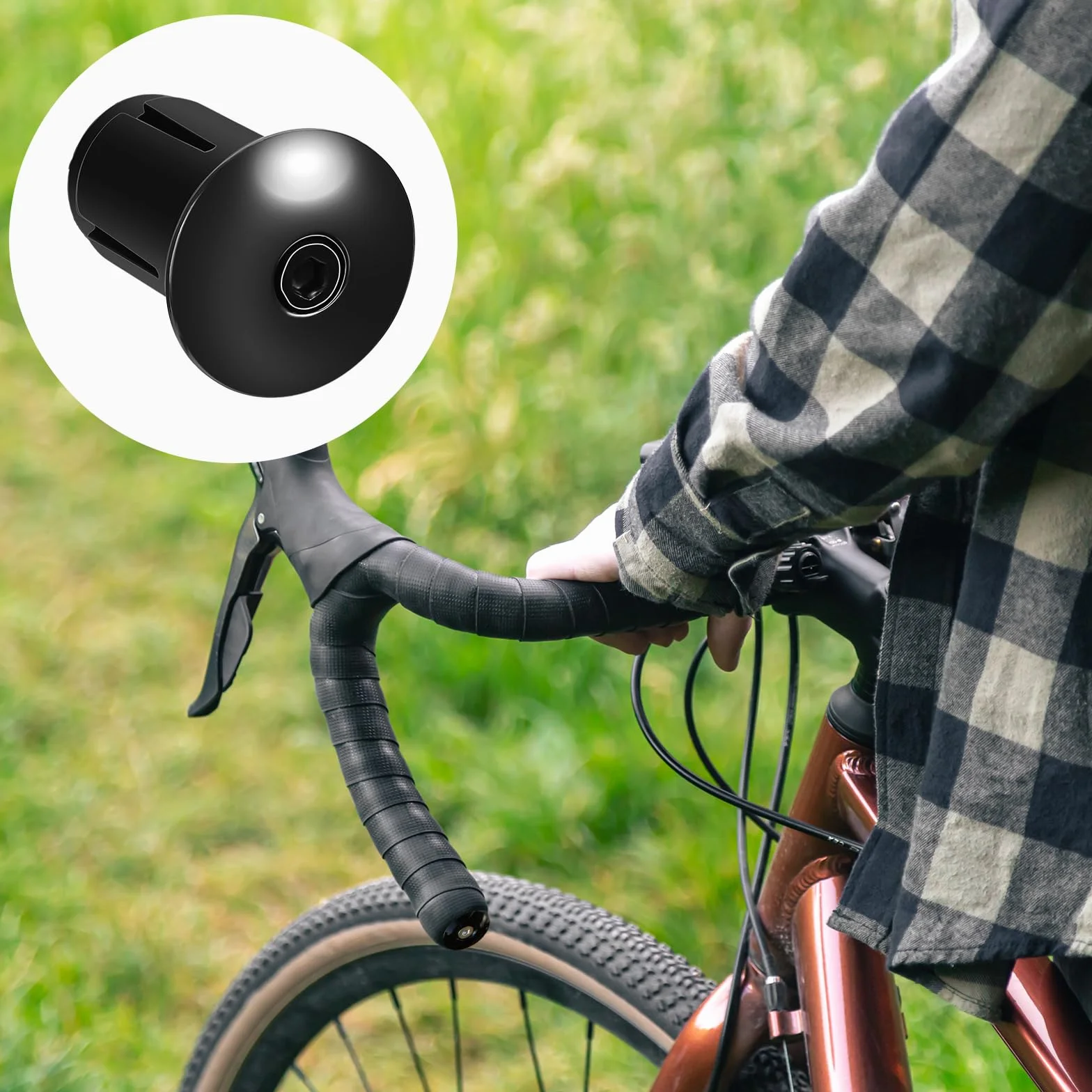 Mozeat Lens 1 para zaślepek do kierownicy rowerowej, stop aluminium, zatyczki końcowe do kierownic rowerowych, rozszerzalne, regulowane nakładki blokujące, czarne chwyty do roweru górskiego/szosowego