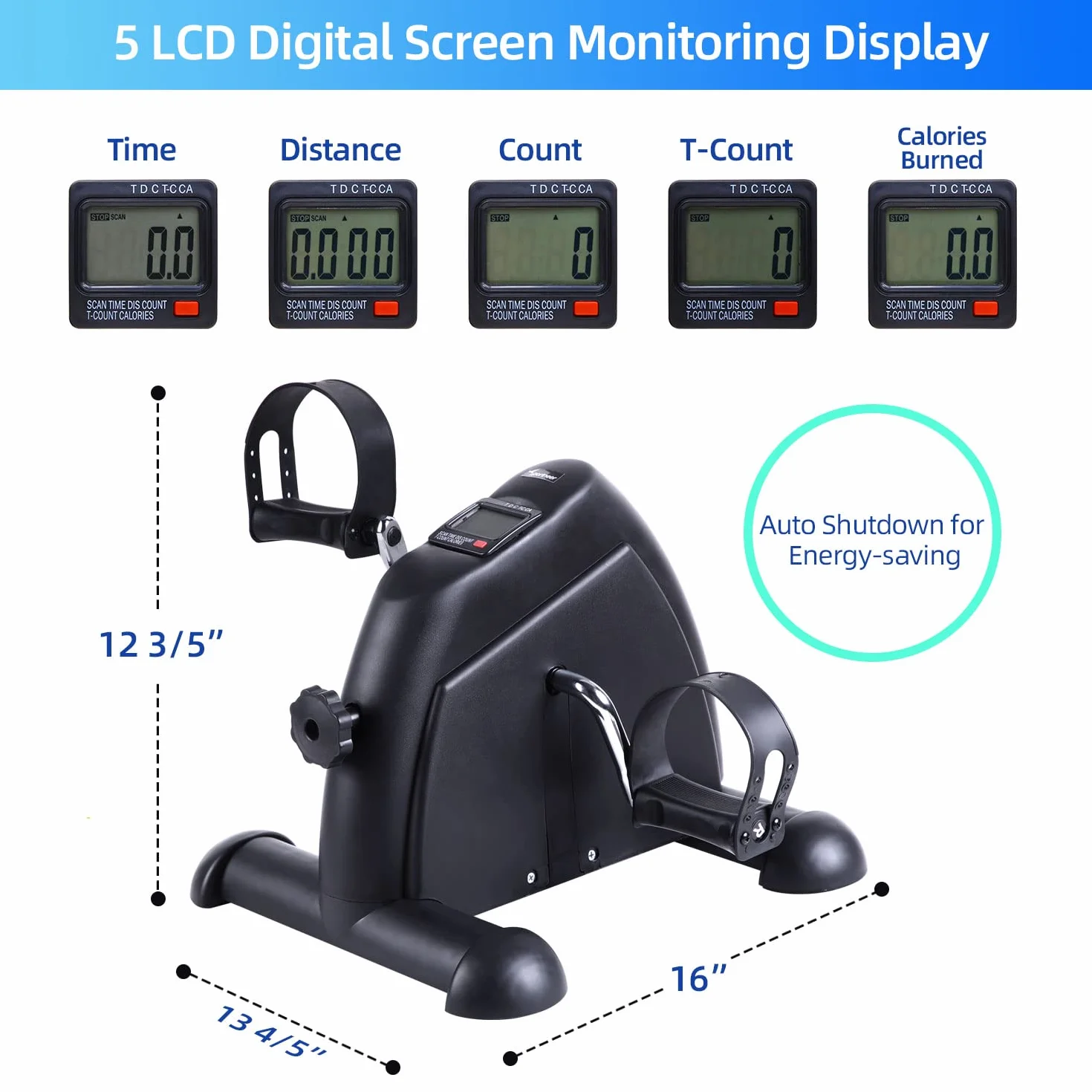 Mini rower treningowy Sportneer przenośny z cyfrowym monitorem i matą antypoślizgową regulowany opór
