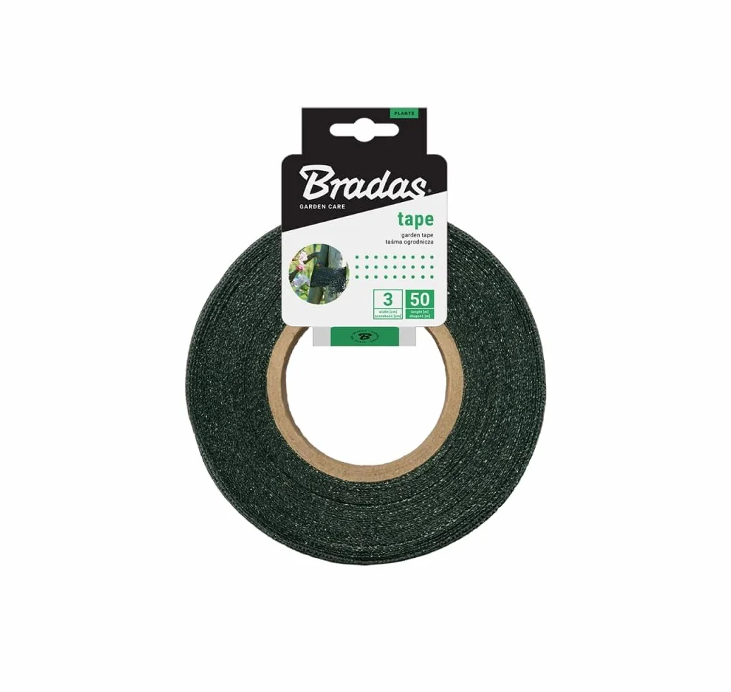 Bradas Łącznik drzew 3 cm x 50 m zielony rolka wiążąca do drzew taśma do wiązania roślin taśma do wiązania taśma roślinna TYT3X50 1849
