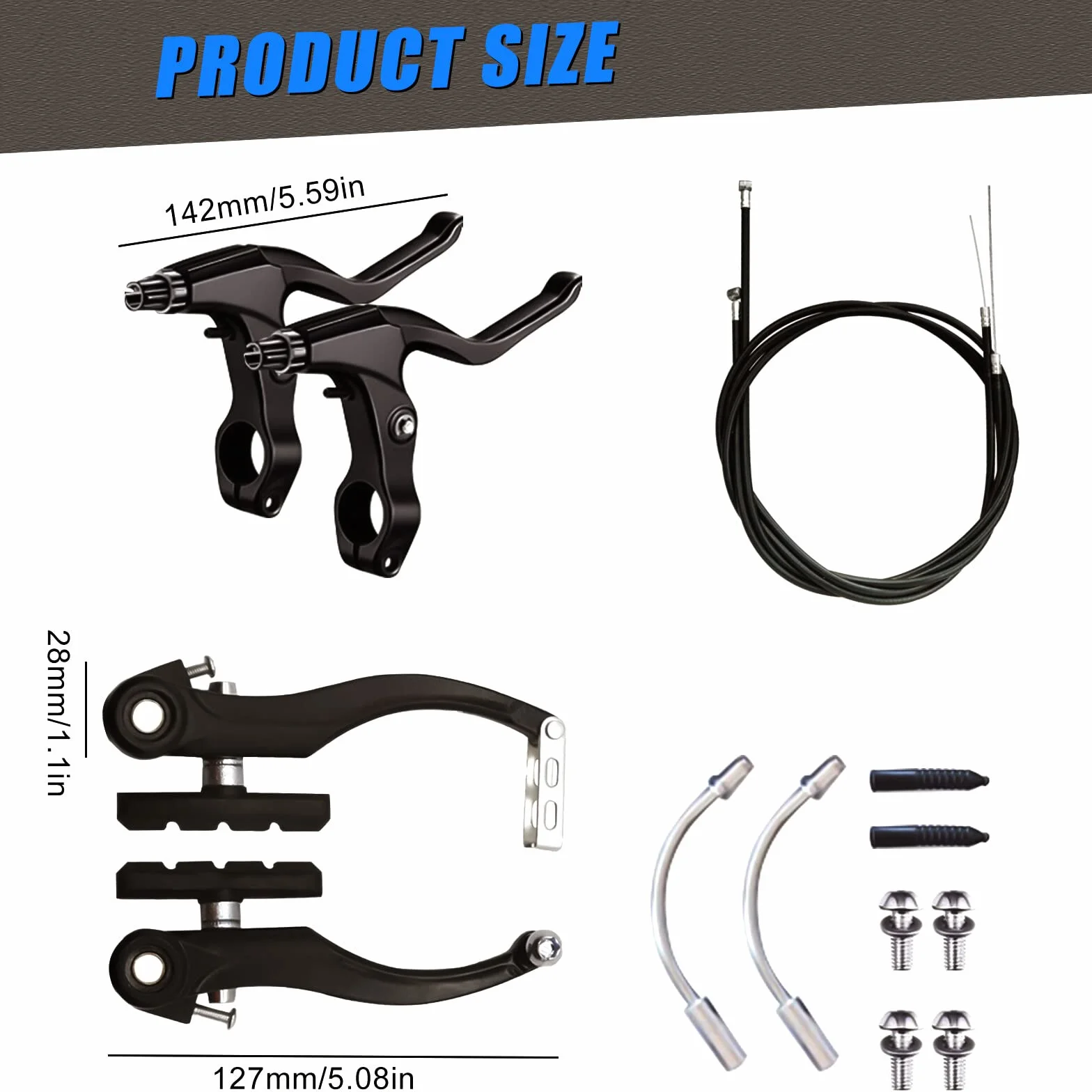 Asfrode Zestaw hamulców rowerowych V-Brake aluminiowe przednie i tylne do Shimano rowerów górskich