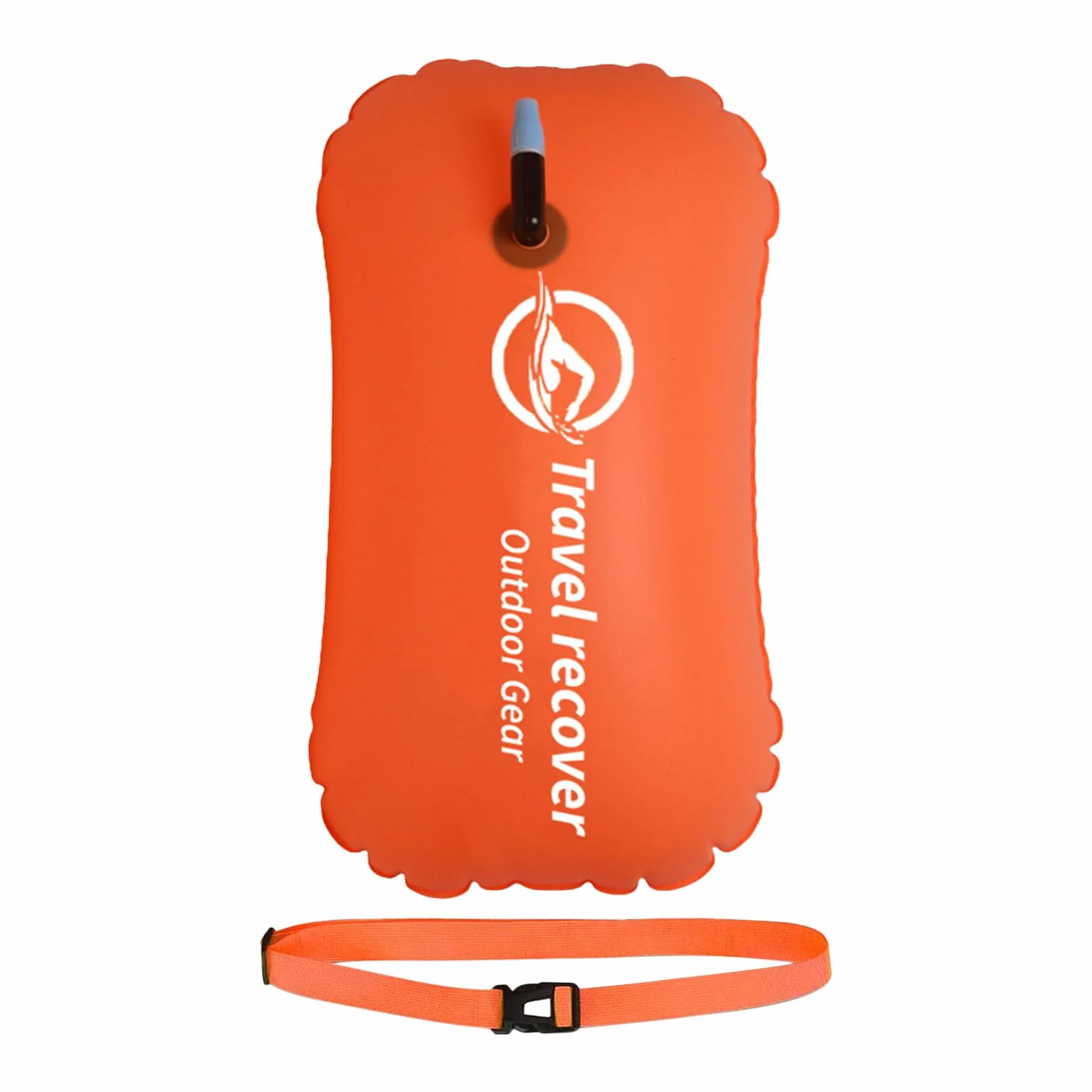 Swimming Buoy Safety Floating Drybag 18.9x12.4 inches Adjustable Waist Belt Orange/Pink
