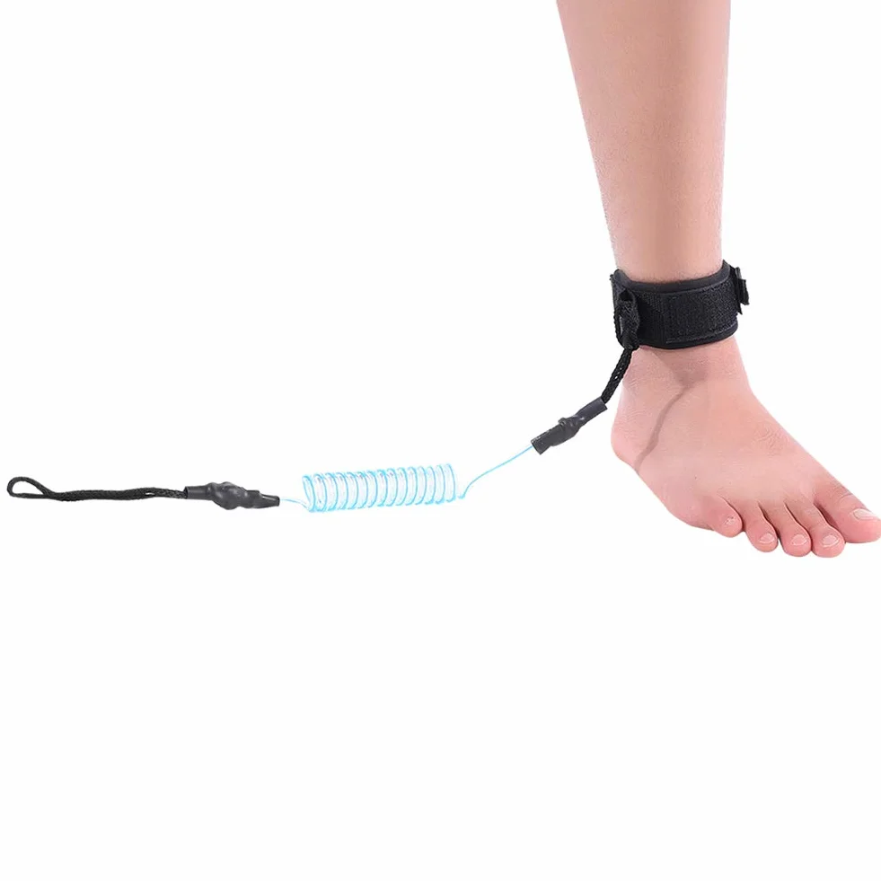 Leash do deski surfingowej SUP 5 mm zwijany spiralny niebieski