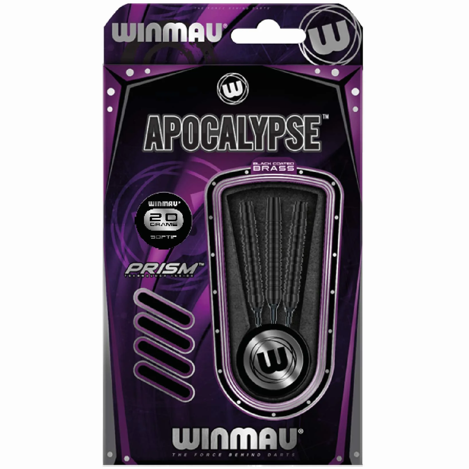 Winmau Apocalypse Brass Softip zestaw rzutek do darta z piórami i trzonkami