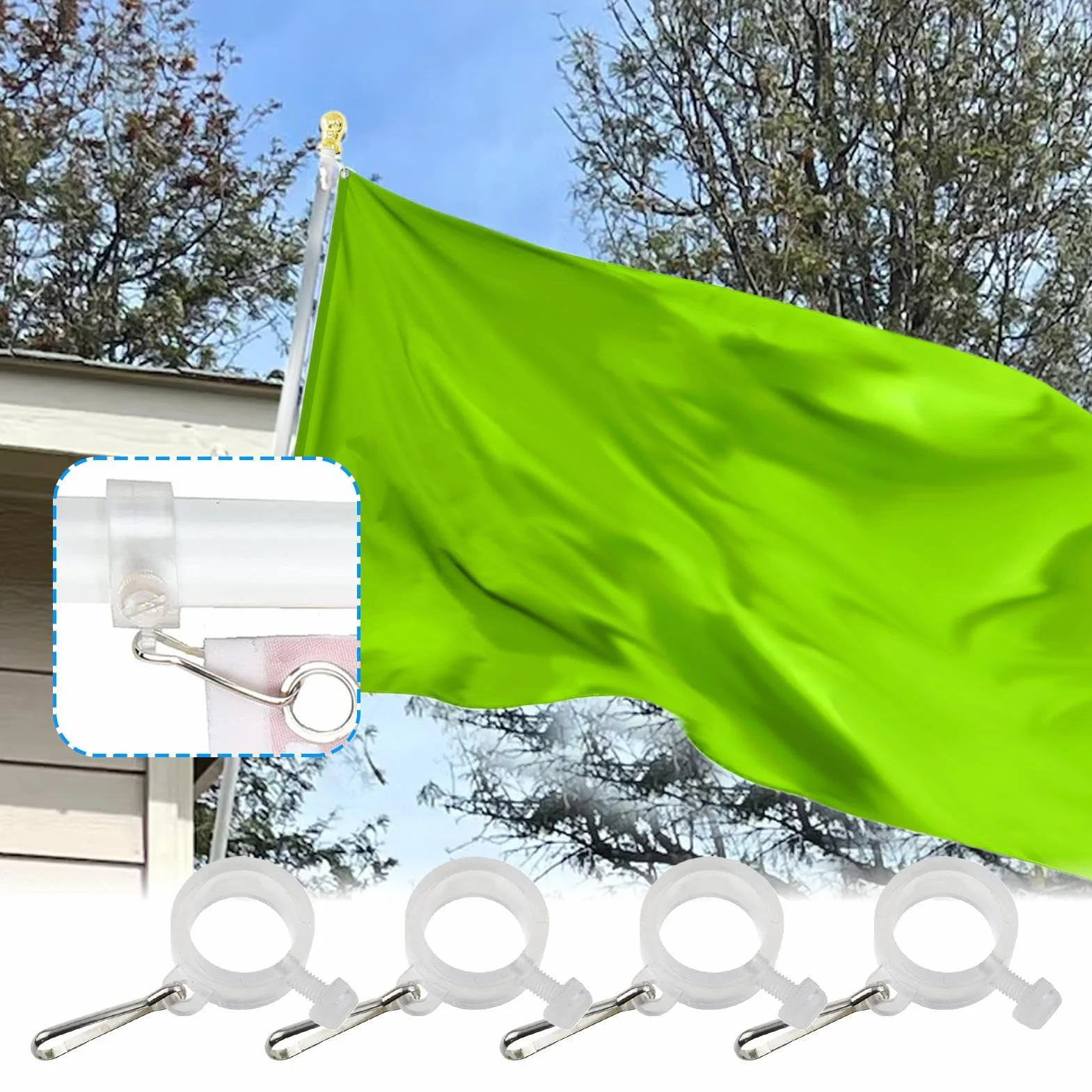 Generisch Flag Pole ringi, 4 sztuki klipsów do ogrodu, przeno?ne akcesoria parady podwórkowe, dla weteranów, dzia?ek, fanów sportu, sklepu, uroczysto?ci