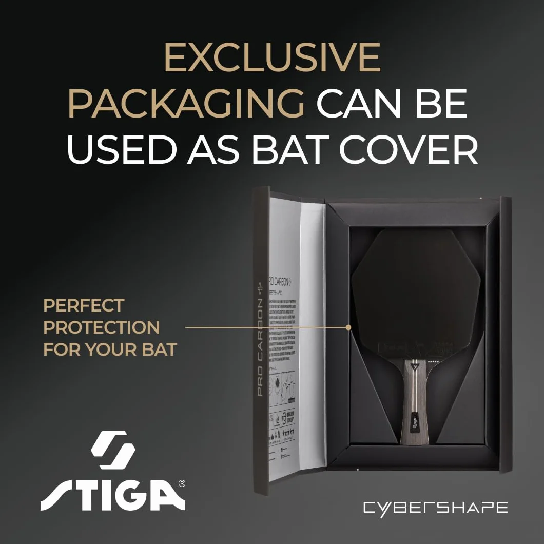STIGA Pro Carbon+ Cybershape rakieta do tenisa stołowego, 5-gwiazdkowa profesjonalna rakieta do tenisa stołowego o sześciokątnym kształcie dla graczy ofensywnych