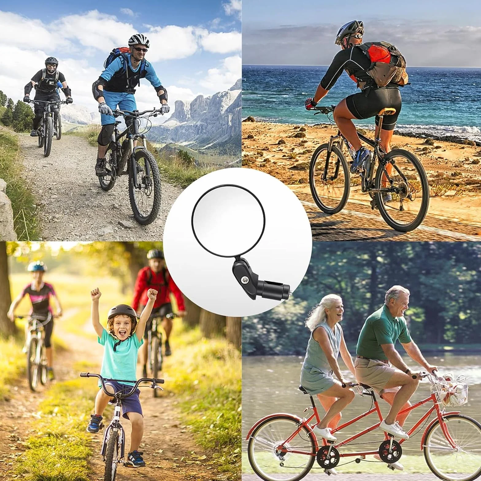 1 szt. Lusterko rowerowe Vintoney do kierownicy, lusterko wsteczne rowerowe obrotowe o 360°, szerokokątne wypukłe lusterko rowerowe, bezpieczne lusterko końcowe do roweru szosowego i codziennej jazdy