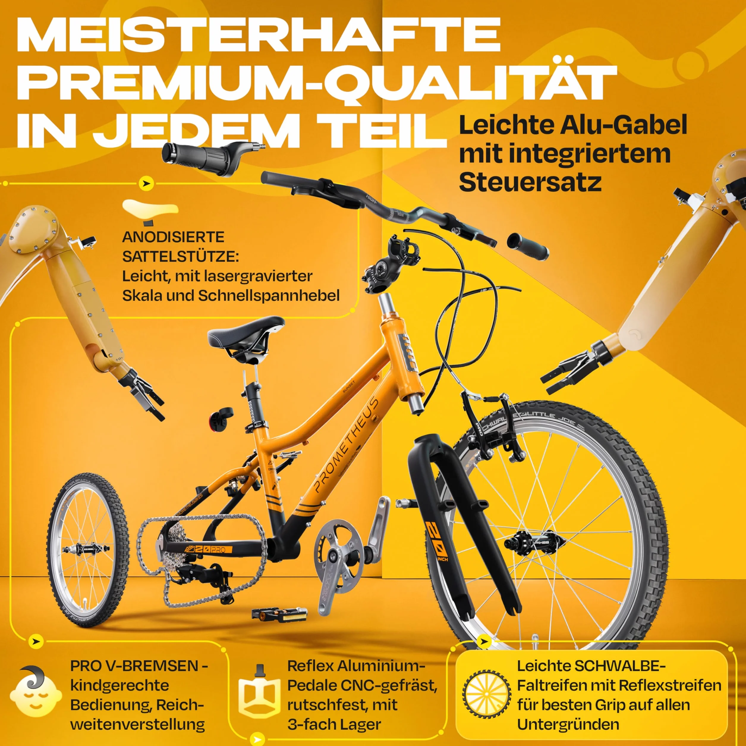 PROMETHEUS BICYCLES PRO rower dziecięcy 20 cali aluminiowy 7-biegowy Microshift