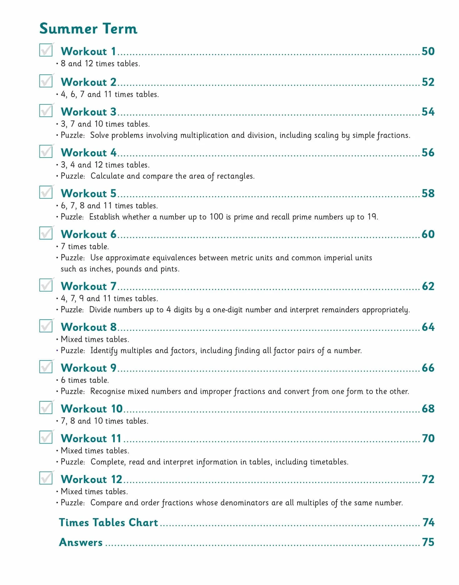 KS2 Year 5 Maths Times Tables 10-Minute Weekly Workouts