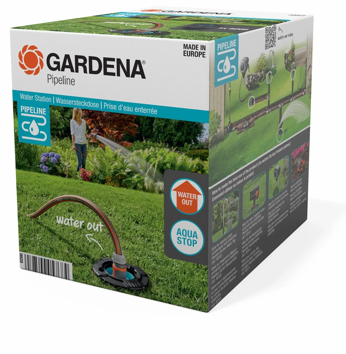 Gardena Sprinklersystem gniazdo przyłączeniowe wody z gwintem zewnętrznym 3/4 cala: Punkt poboru wody systemu rur, wbudowany zawór odci., sito na zanieczyszczenia, montaż pod ziemią (08266-20)