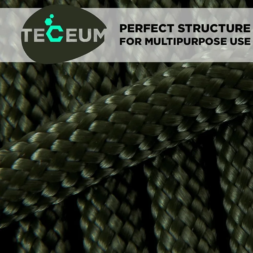TECEUM Paracord typ III 550 zielony wojskowy 15 m 4 mm lina taktyczna MIL-SPEC survivalowa