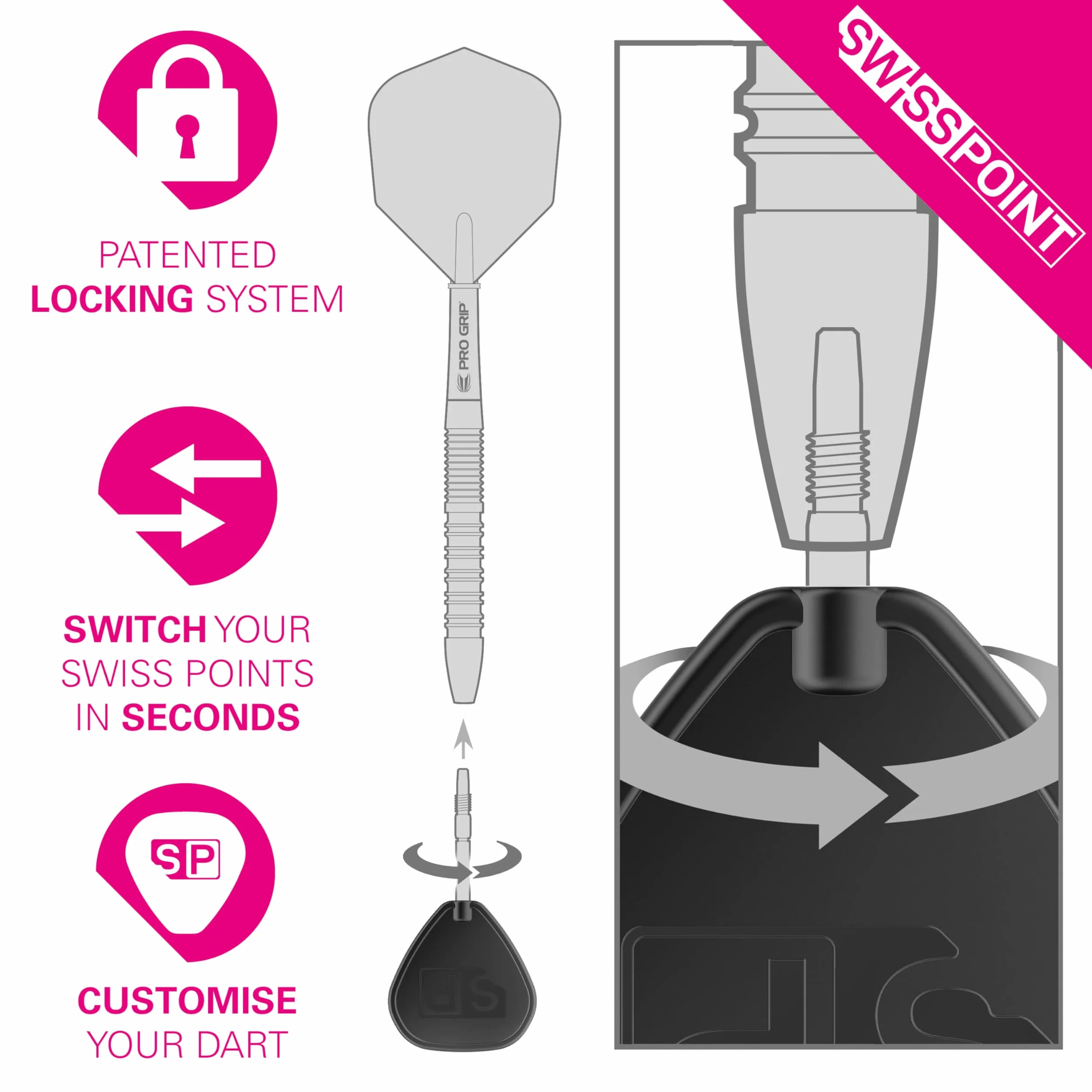 Target Darts Swiss Points Końcówki do rzutek Nano Swiss Point zestaw 3 końcówek