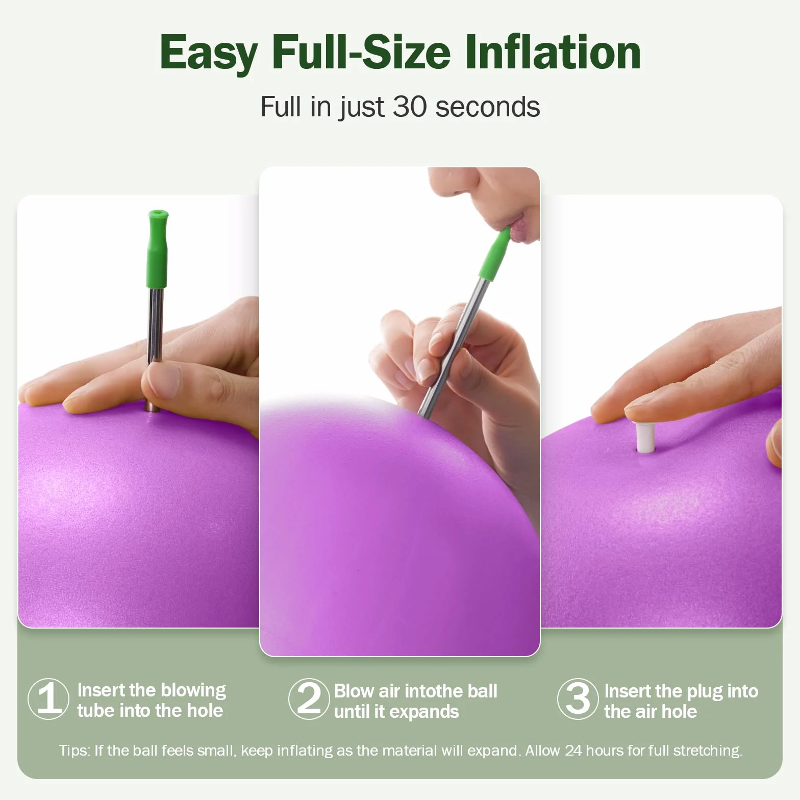 Slim Panda Mini piłka do pilatesu， Piłka do ćwiczeń mała, 23 cm, do pilatesu, z nadmuchiwaną słomką, miękka piłka do jogi, do terapii seniorów, domu, fitnessu, treningu równowagi