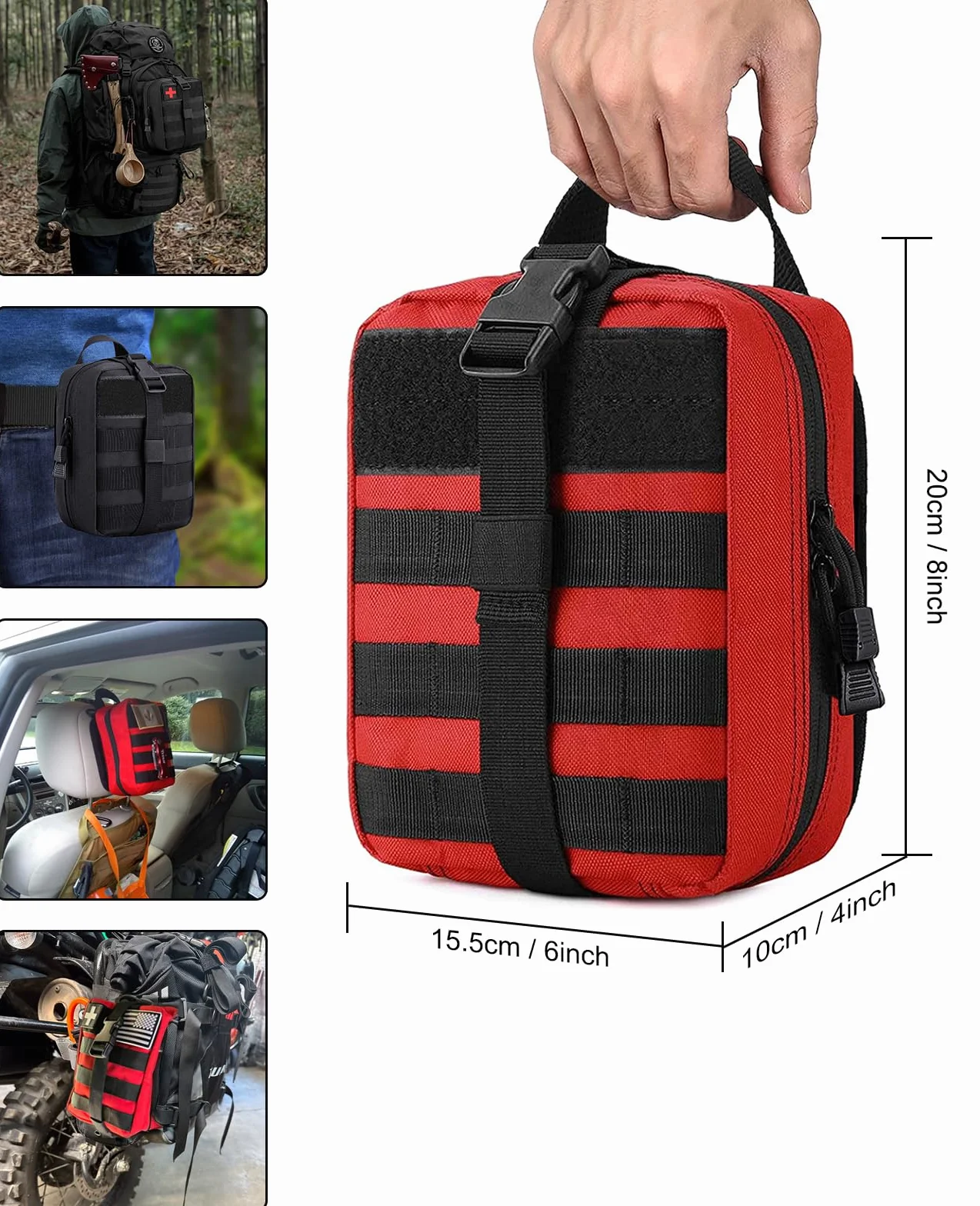 TANSOLE Taktische Erste Hilfe Tasche Molle Leer EDC Pouch für Outdoor Survival Camping Rot