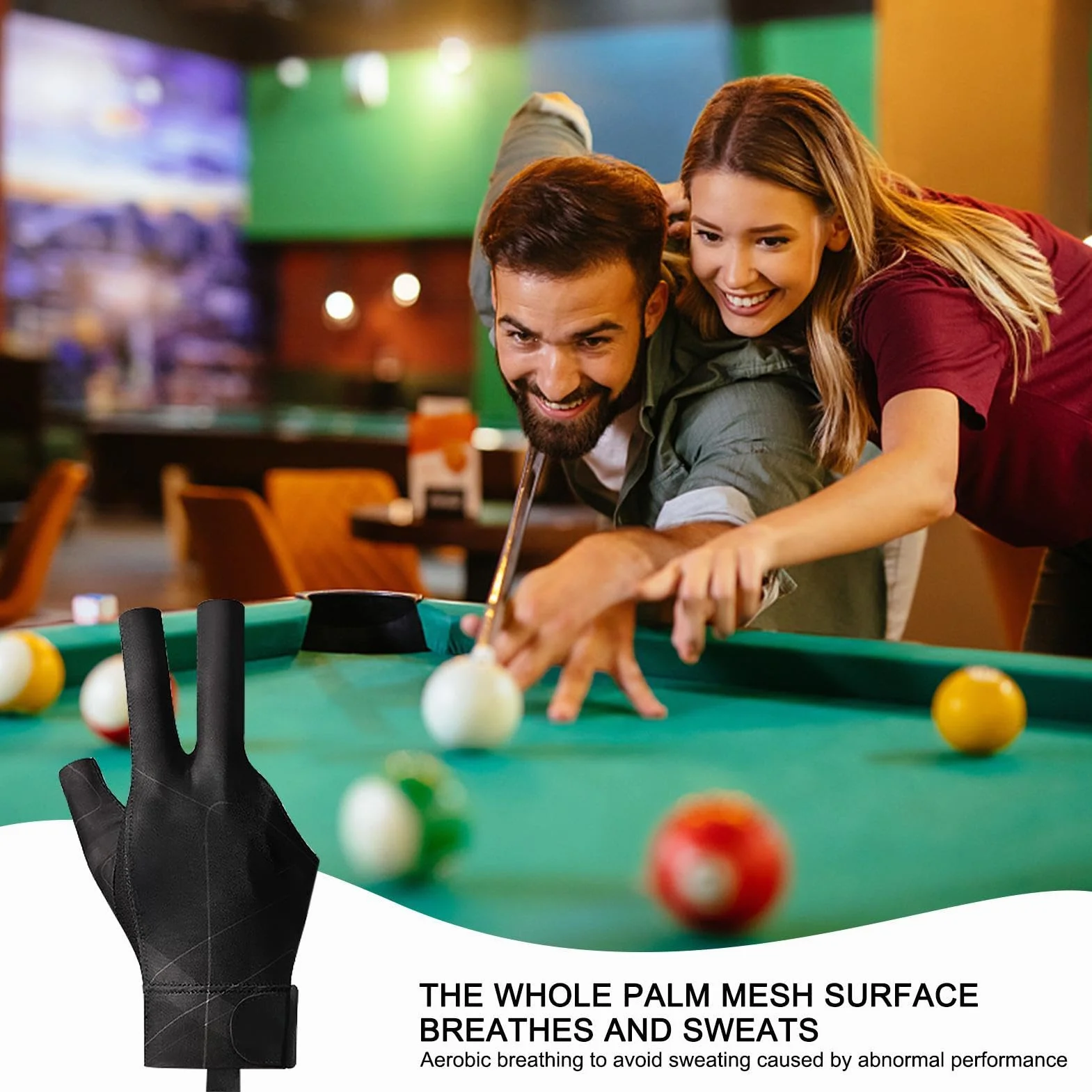 Pool Gloves, 3-Finger Trick Billiards Glove, Breathable Non-Slip Fabric, Stretchable Common Fit, Smooth Cue Control, Perfect for Men,women, Beginners, and Professional Players