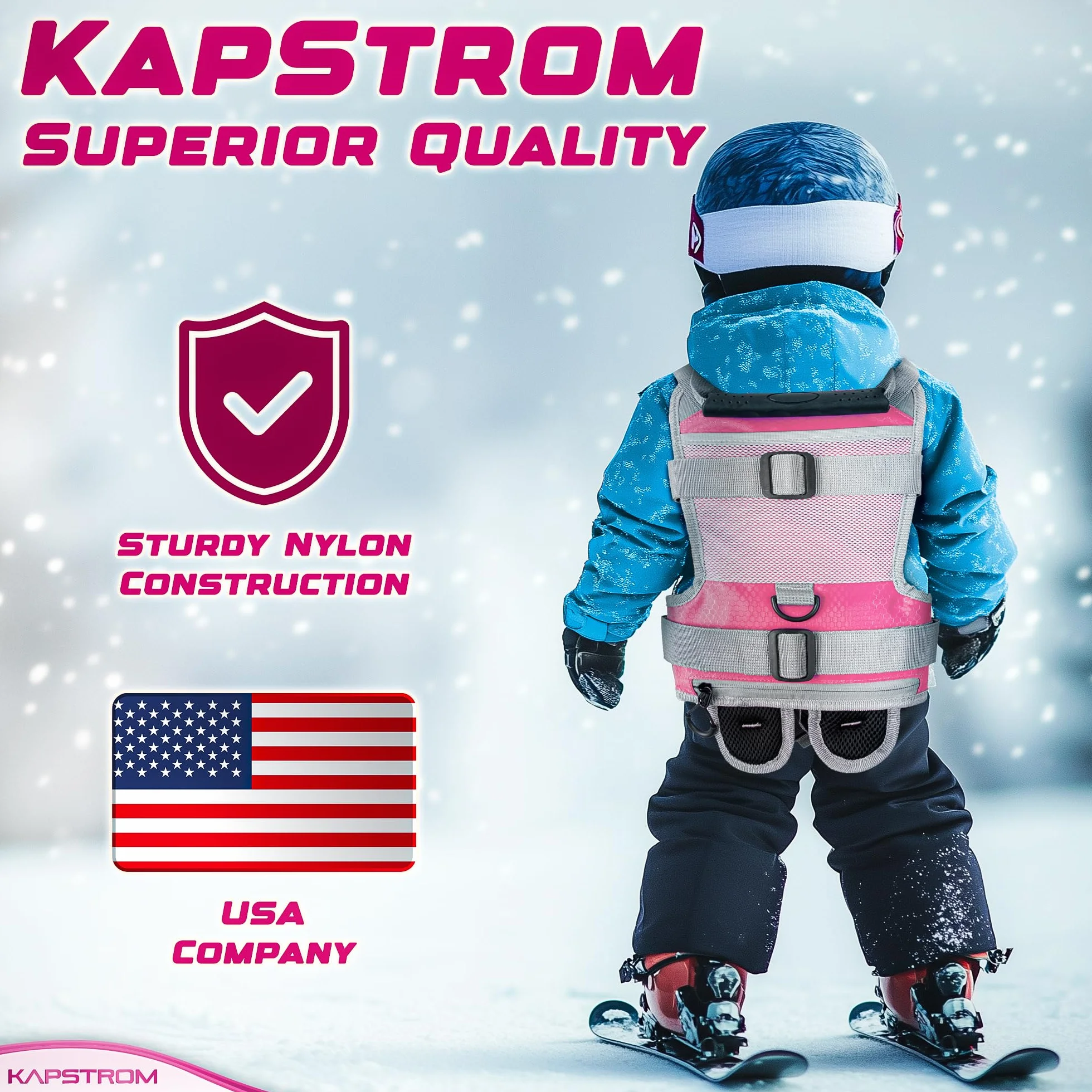 KapStrom Ski & Snowboard Training Harness for Kids with 2 Guiding Straps & Adjustable Shoulder Straps