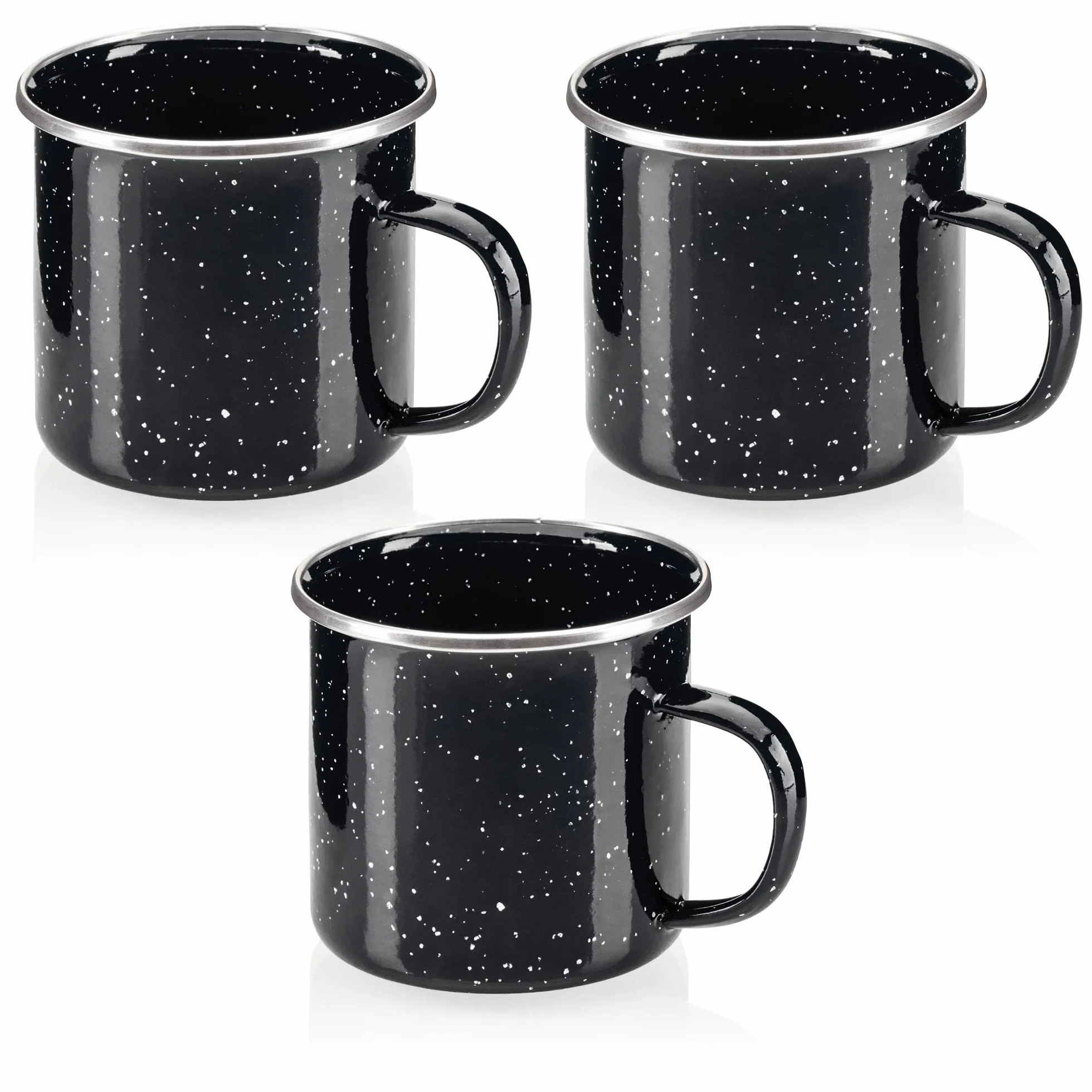 COM-FOUR® Kubki Emaliowane z Stali Nierdzewnej - Dzbanek do Herbaty i Kawy na Kemping (Czarny)