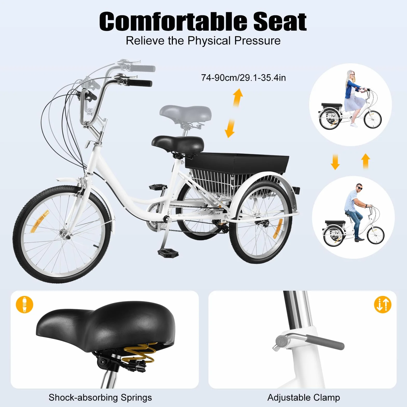 Rower trójkołowy 20" dla dorosłych 8-biegowy z koszem na zakupy Cargo-Bike