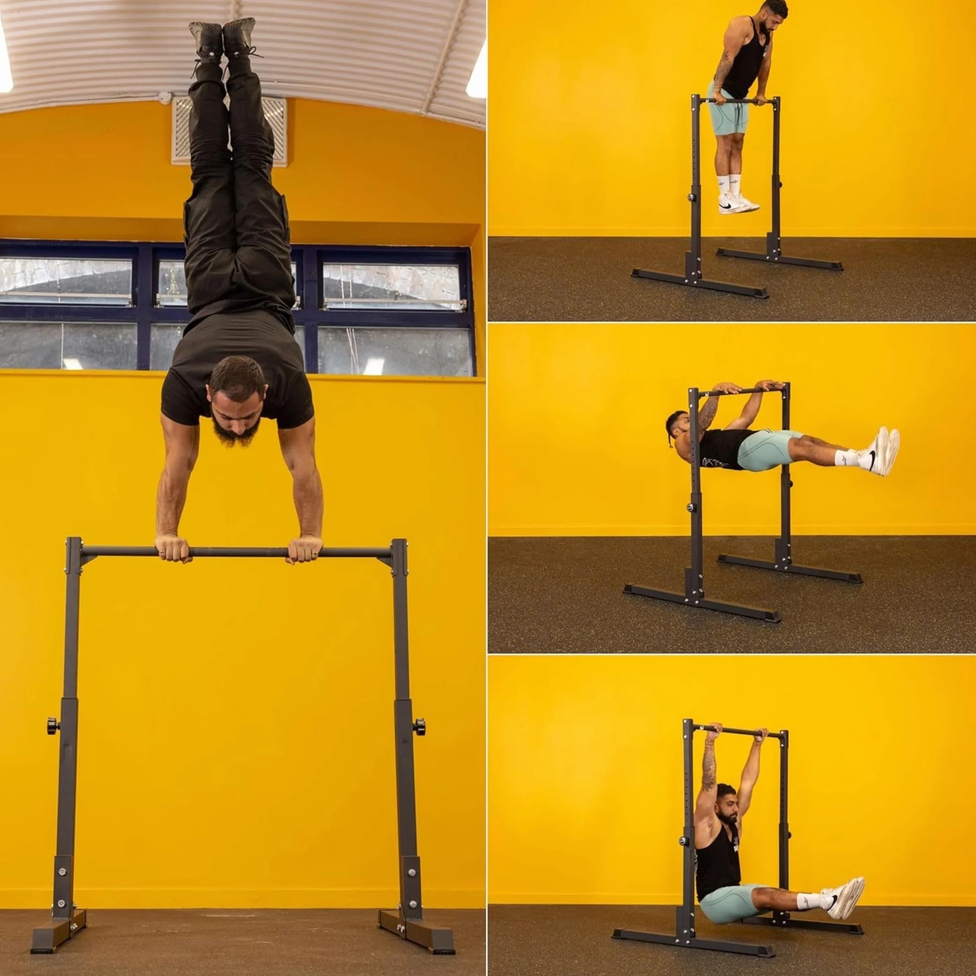 Gravity Fitness Calisthenics Statyczny drążek do treningu siłowego w domu, na siłownię, regulowana wysokość, przedni drążek dźwigni z antypoślizgowymi nóżkami, powlekany proszkowo uchwyt do treningu