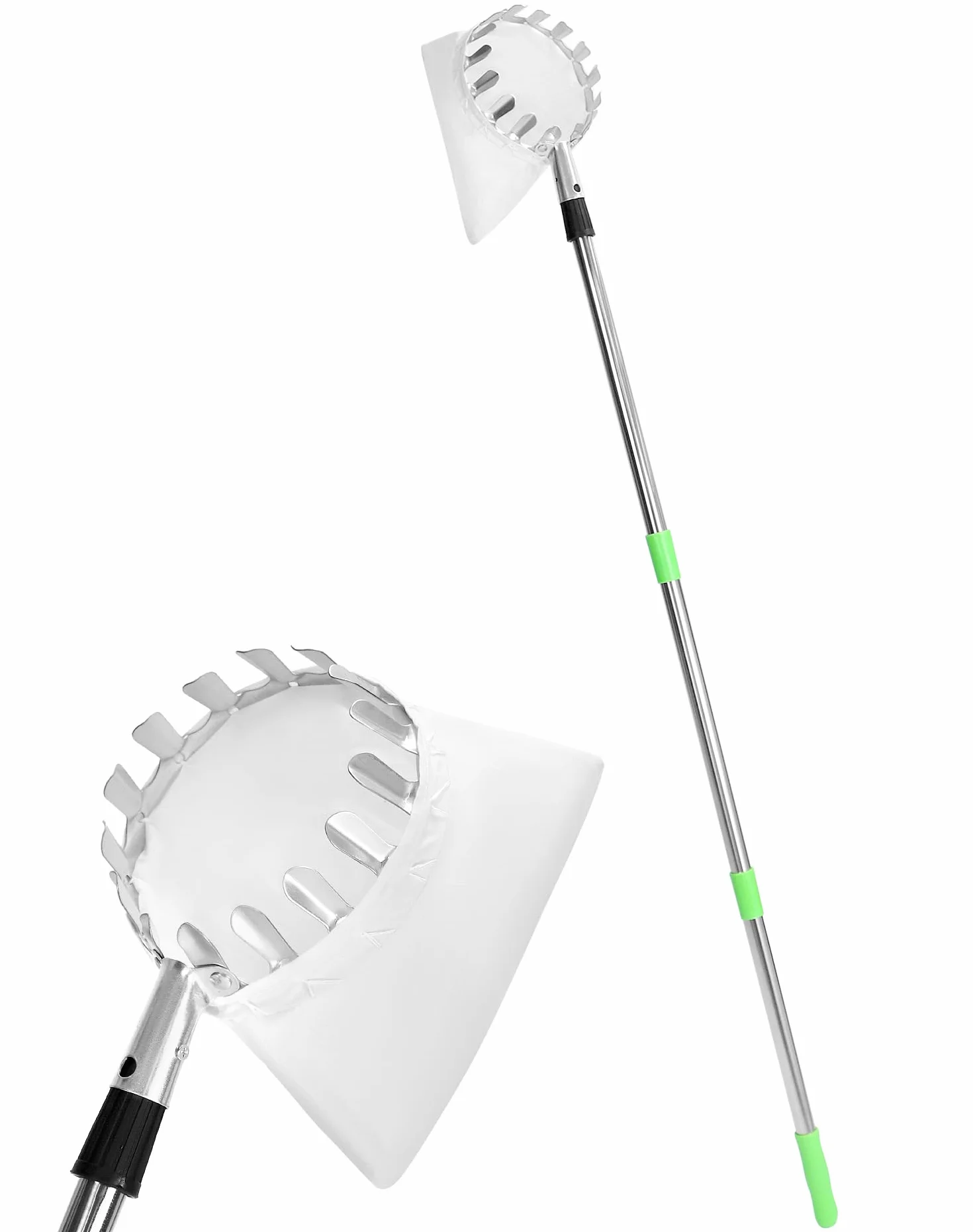 QWORK® Zbierak do owoców 4M z trzonkiem teleskopowym, zbieracz do jabłek, stal nierdzewna, narzędzie do zbierania owoców