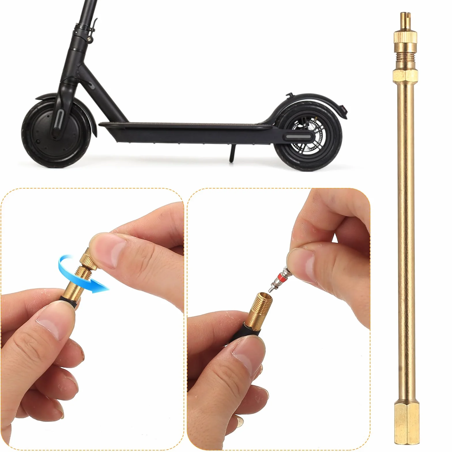 Zawory bezdętkowe do hulajnogi Xiaomi Ninebot G30 Segway, adapter przedłużający zawór opon