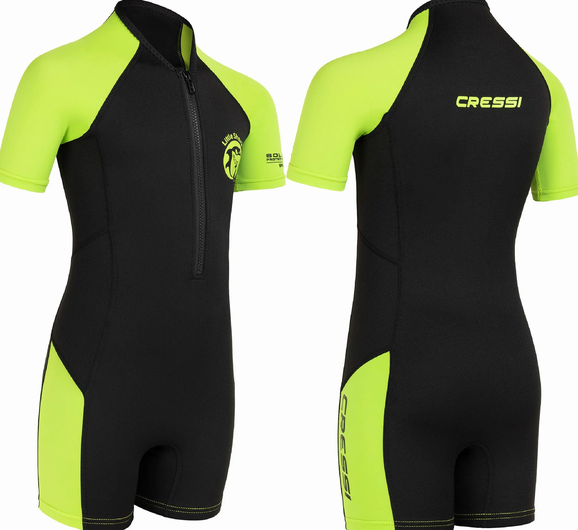 Cressi Little Shark Shorty Wetsuit Pianka Z Neoprenu Dla Dzieci Czarny Limonka 7/8 Lat