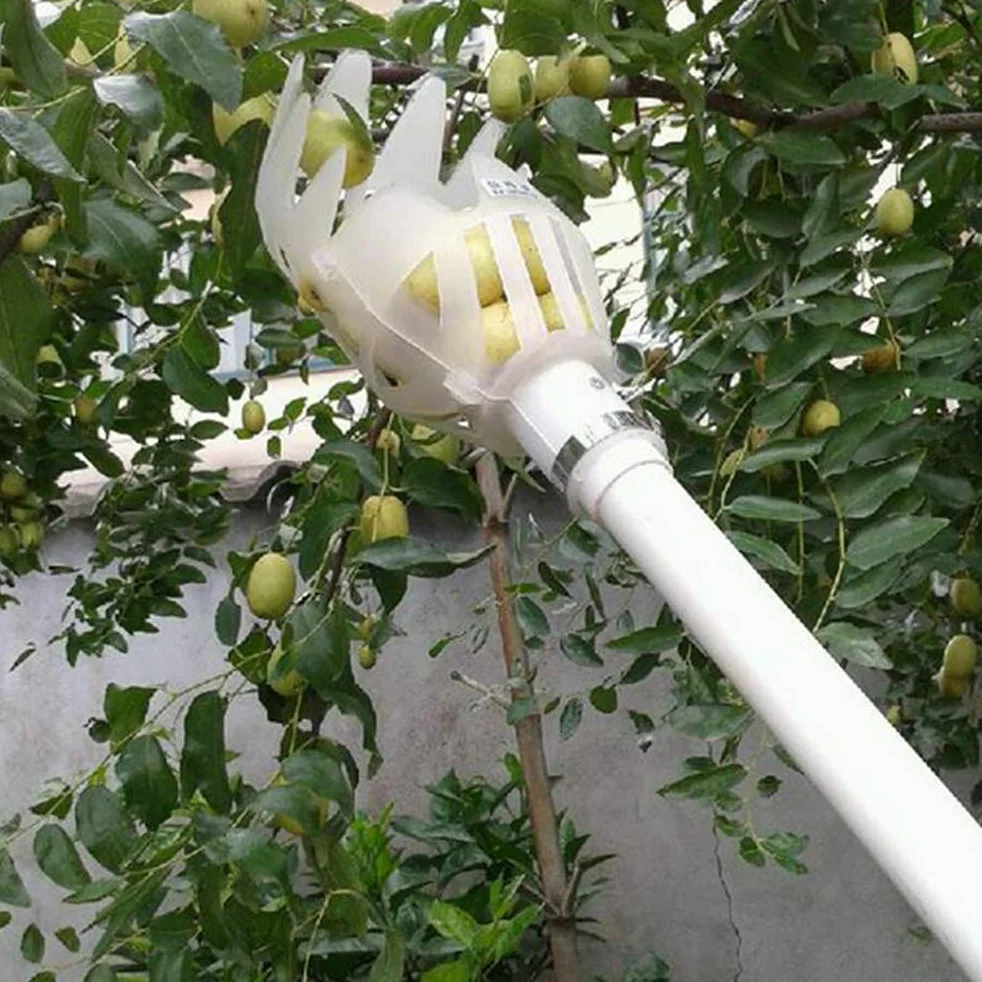 Narzędzie do zbierania owoców, plastikowy zbieracz do zbierania owoców, łapacz owoców, do ogrodu, sadu, parku, farmy, biały