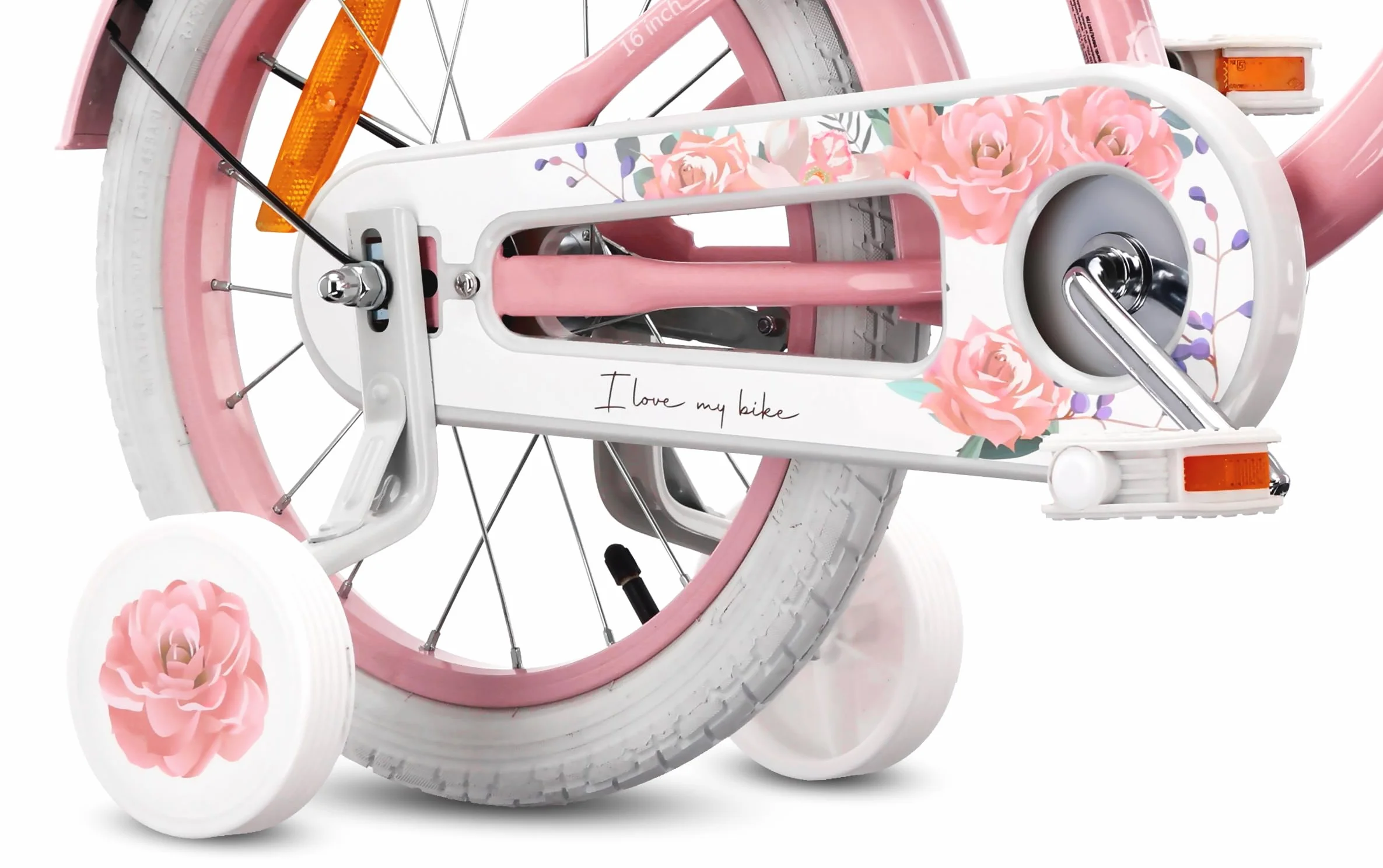 FLOWER BIKE Rower dziewczęcy 14 cali 16 cali z pchaczem i kołami treningowymi