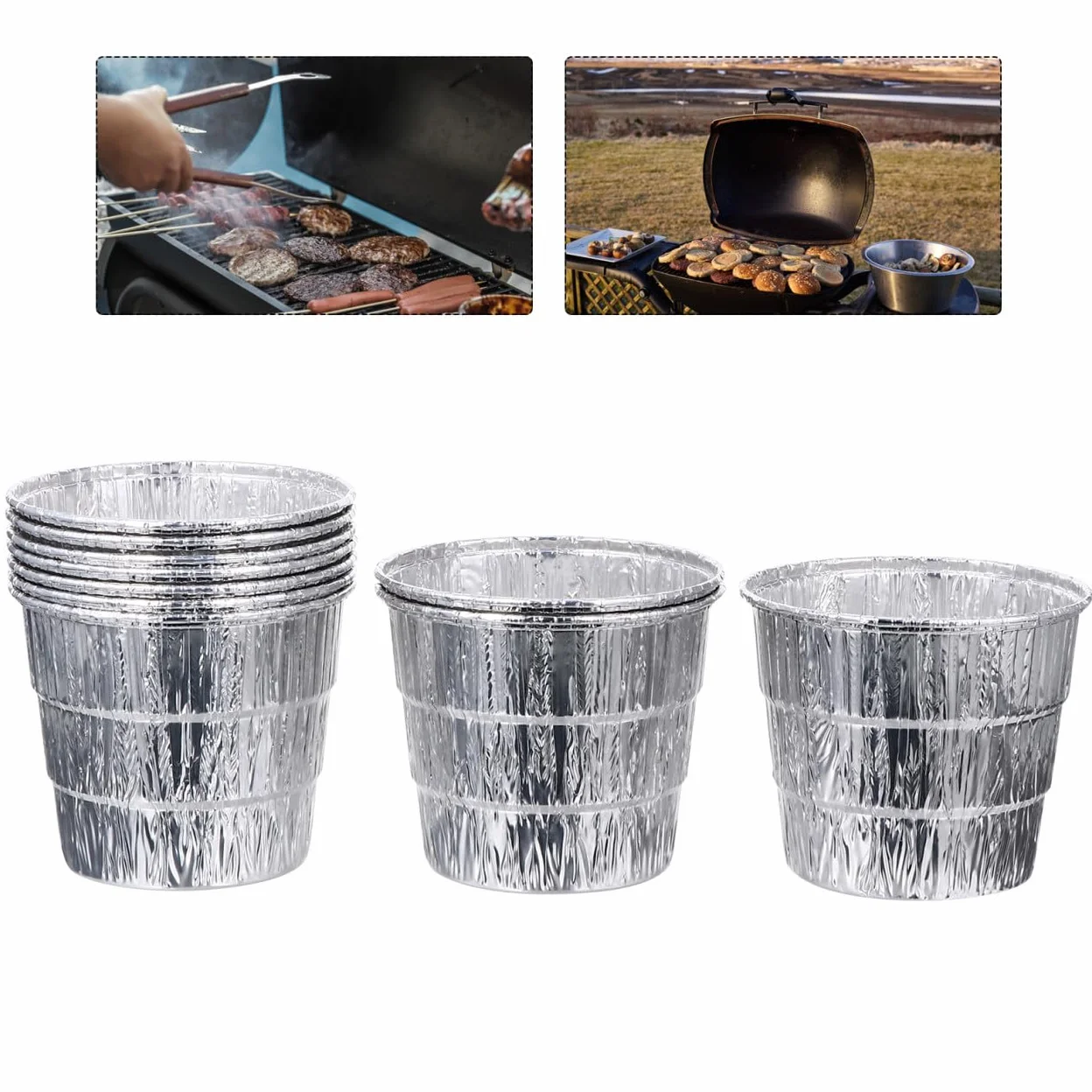 12 Szt. Sztuk Wkładek Do Wiadra Tłuszcz z Ocynkowanej Folii Aluminiowej Elastyczne Wyściółki Do Grilla Bbq Trwałe i Łatwe Użyciu Imprezy Kempingi i Domowe Grillowanie