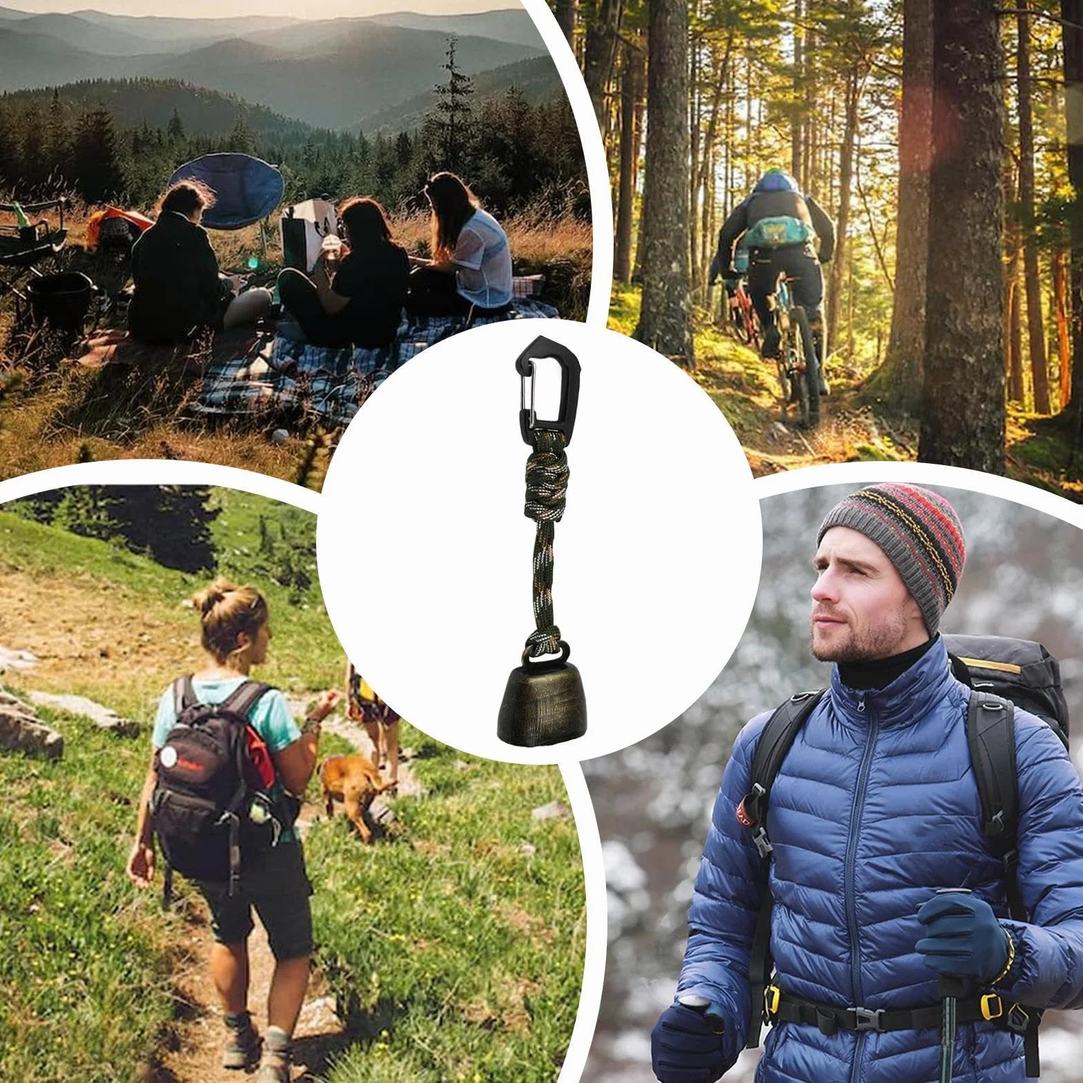Dzwonek survivalowy na zewnątrz, mały dzwonek niedźwiedzia z tłumikiem
