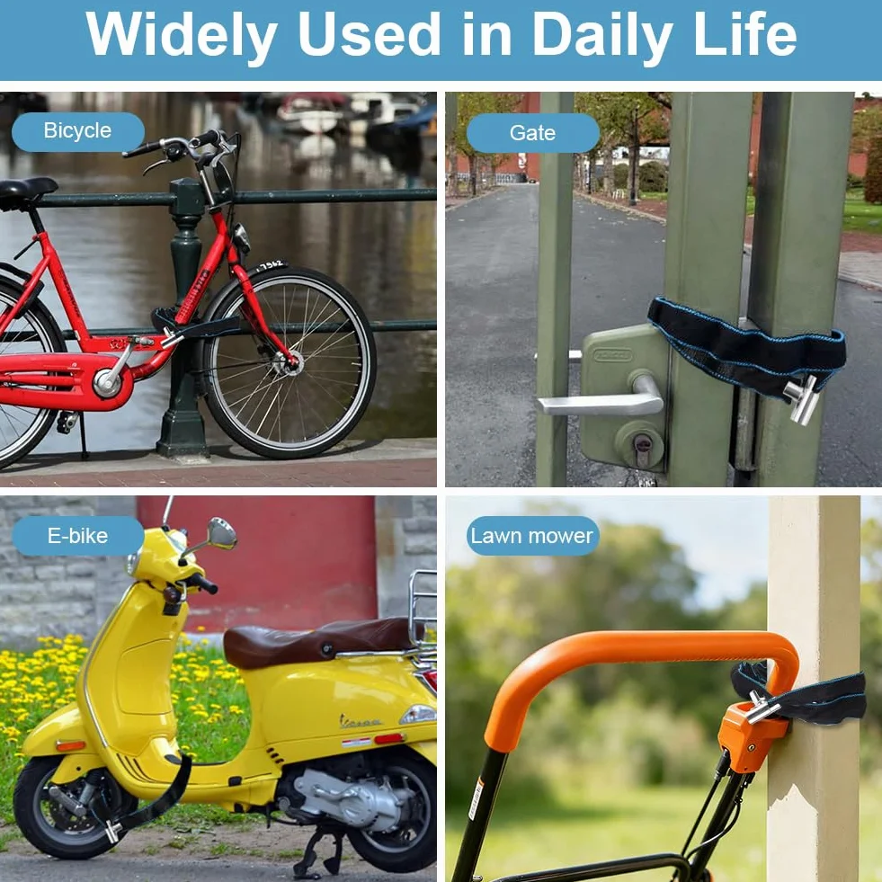 Zamek rowerowy z 2 kluczami, ciężki łańcuch rowerowy 85 cm, zabezpieczenie przed kradzieżą i wysokim bezpieczeństwem, z wodoodporną osłoną, stalowy łańcuch do roweru, motocyklu, MTB, drzwi