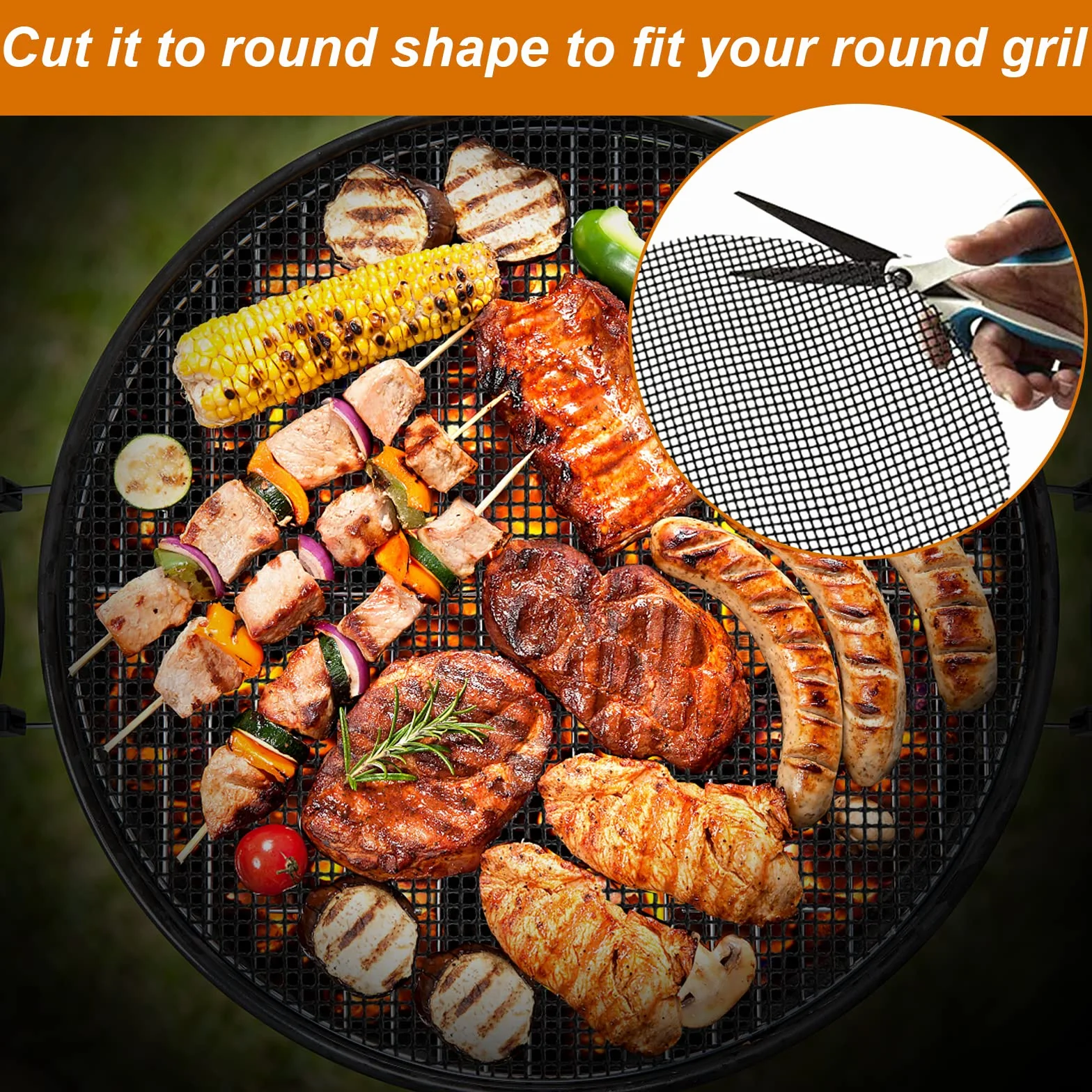 Colexy Mata z siatki do grilla, 3 sztuki maty do grilla, wielokrotnego użytku, siatka do grillowania z powłoką nieprzywierającą, odporna na ciepło siatka do grillowania, mięsa, warzyw, 33 x 40 cm
