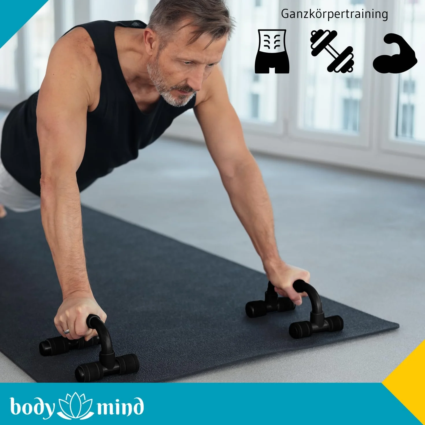 Body & Mind® Push-Up uchwyty do pompek; kompaktowe uchwyty treningowe stojak fitness do treningu całego ciała i efektywnych pompek; trening siłowy z bezpłatnym e-bookiem