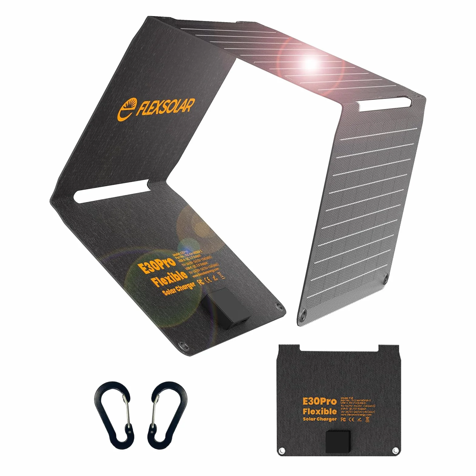 FlexSolar Przenośny składany panel słoneczny 30W QC3.0 18W USB-A USB-C Wodoodporny IP67