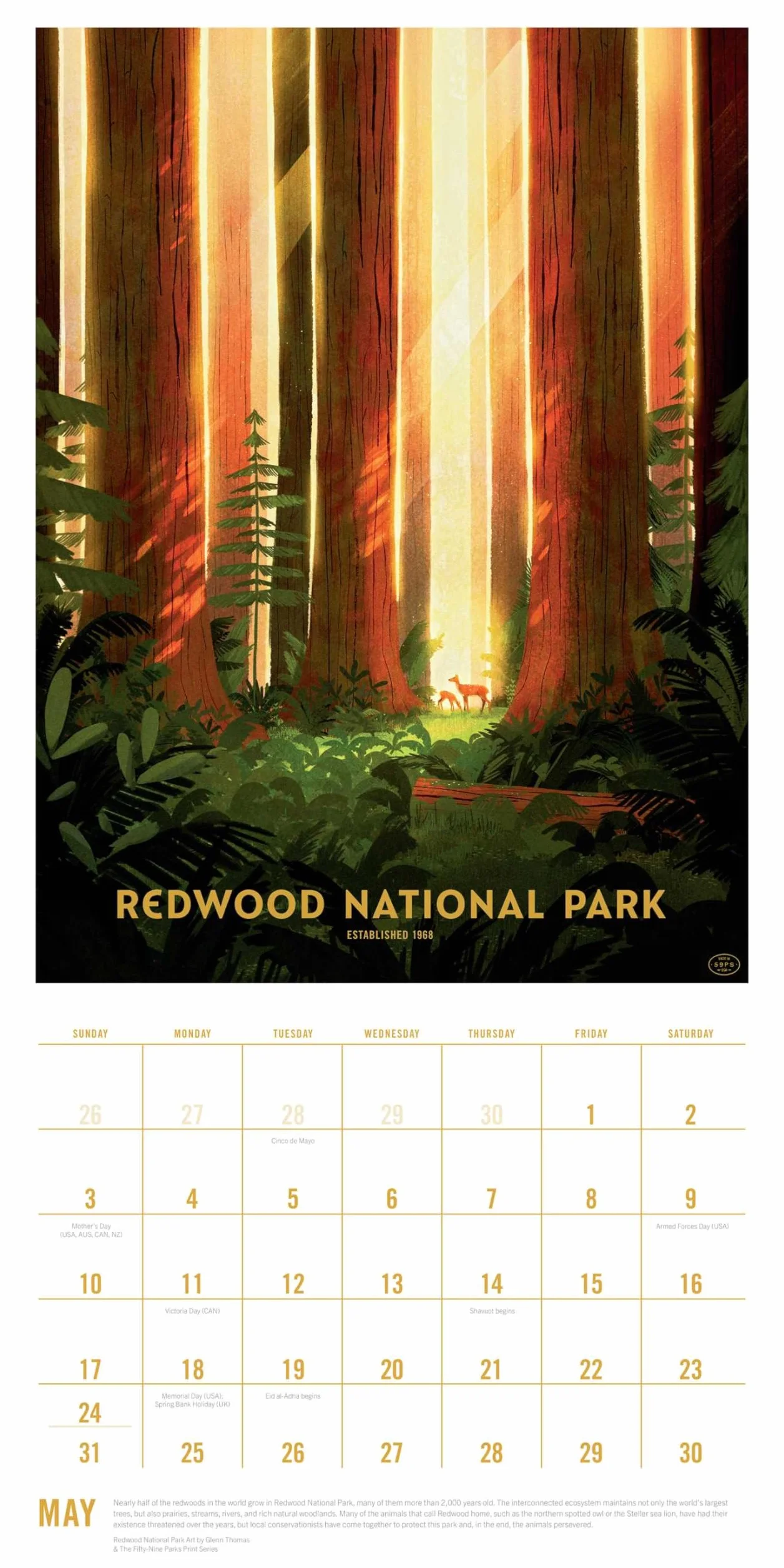 2026 The Art of the National Parks Wall Calendar