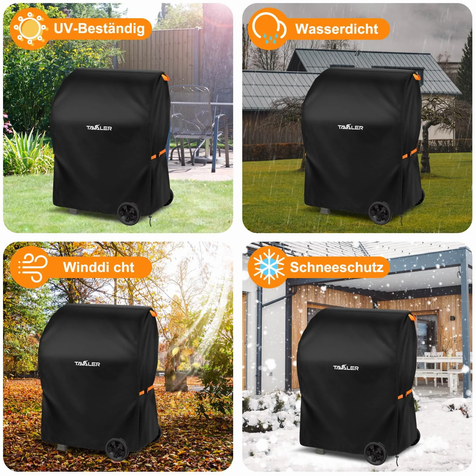 Tavaler Pokrowiec na grilla, odporny na warunki atmosferyczne, 90 x 70 x 110 cm, tkanina Oxford 420D, pokrowiec na grill gazowy, pokrowiec ochronny do grilla Weber, Enders, Char Broil