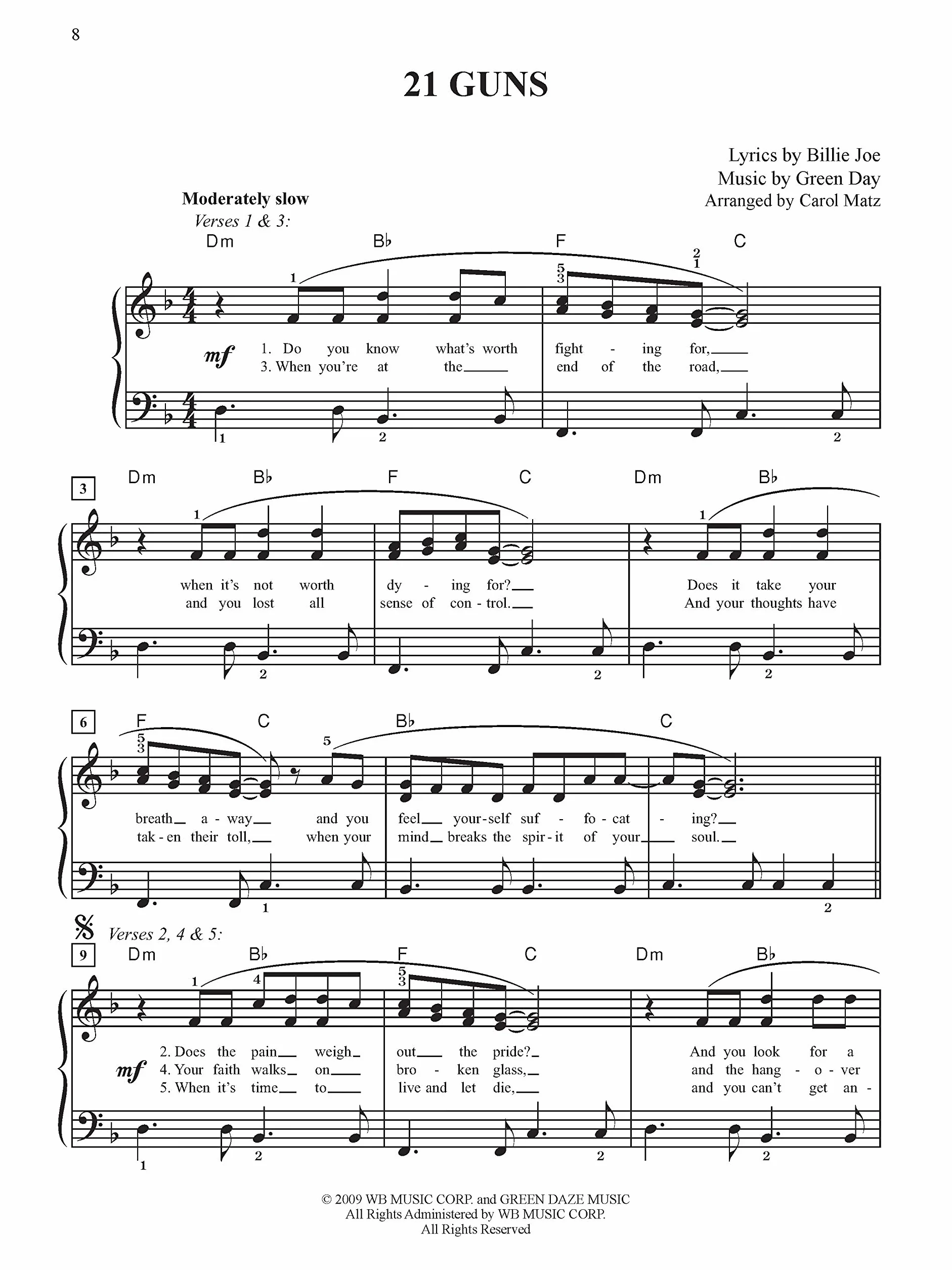 Green day anthology (matz) easy piano book: Sheet Music Anthology