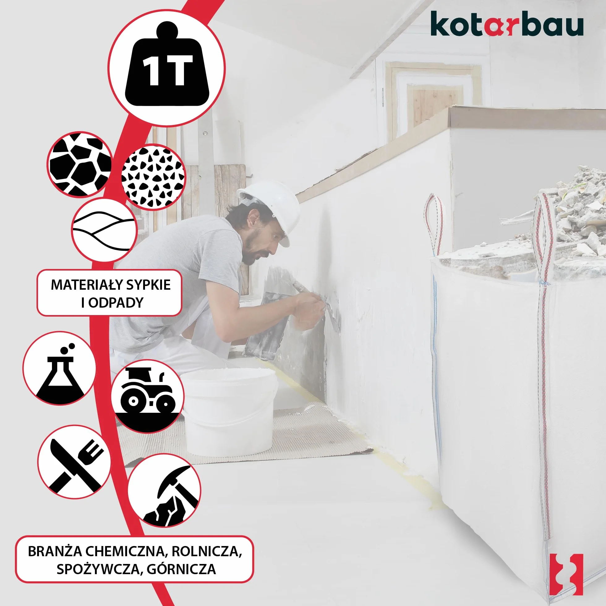 KOTARBAU 2 szt. Big Bag worki na odpady ogrodowe, 90 x 90 x 120 cm, stabilne, otwarte, 1000 kg, PP do dużych obciążeń, worek na odpady ogrodowe, worki na odpady, budowlane akcesoria ogrodowe