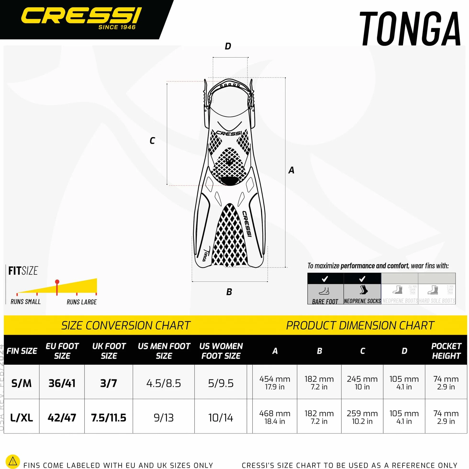 CRESSI Tonga płetwy regulowane otwarte do nurkowania z rurką pływania