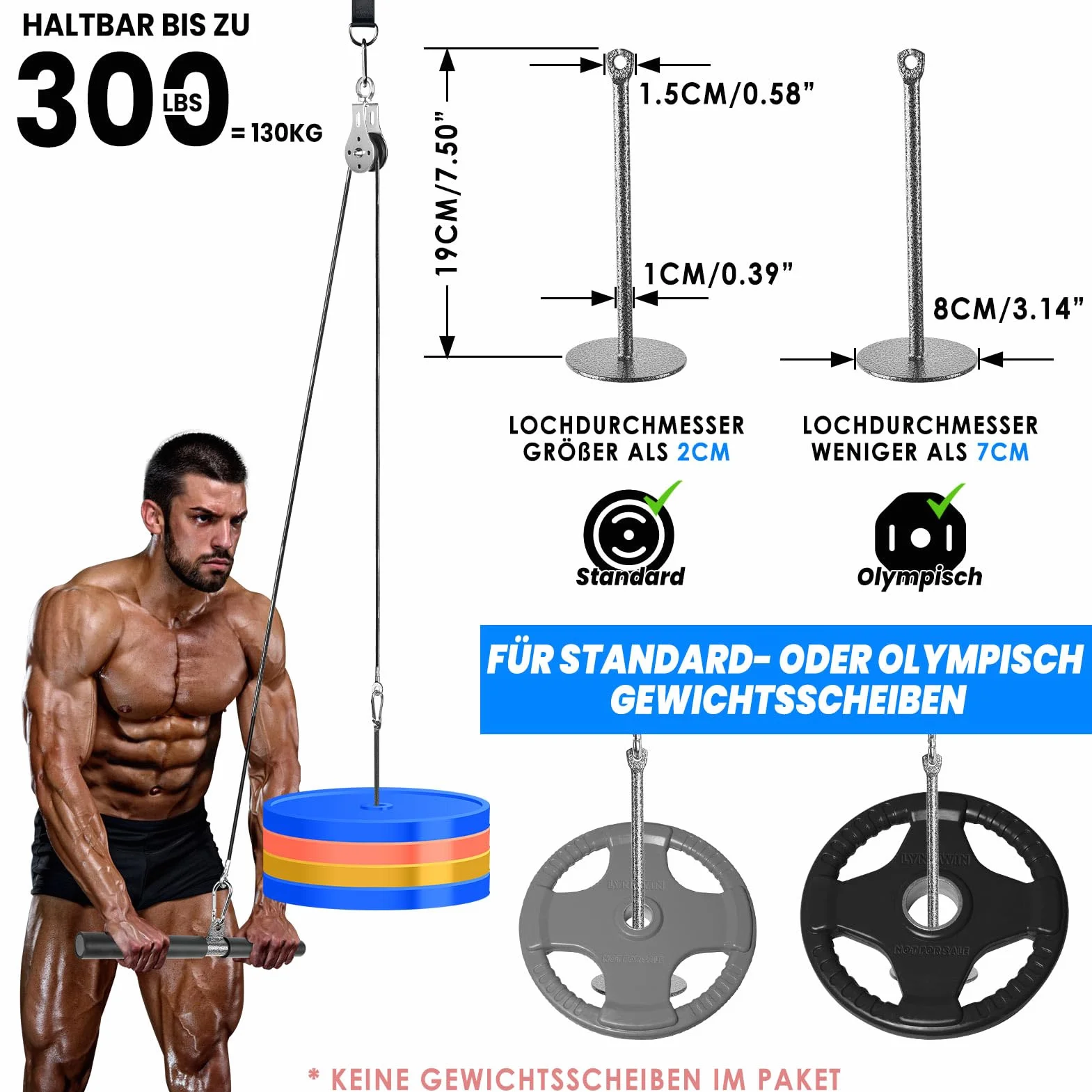 System bloczków do treningu w domu LAT PULL DOWN, 3w1 podwójny system bloczków z obciążeniem do ćwiczeń klatki piersiowej, tricepsów, bicepsów, ramion i pleców – sprzęt fitness