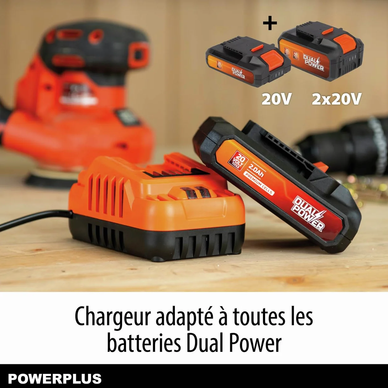 POWER plus Zestaw akumulatorów i ładowarek Dual Power POWDP90620-20 V, akumulator 2,0 Ah – do narzędzi 20 V – ładowarka 2 A – do akumulatorów 20 V i 2 x 20 V – do wkrętarek akumulatorowych, wiertarek,