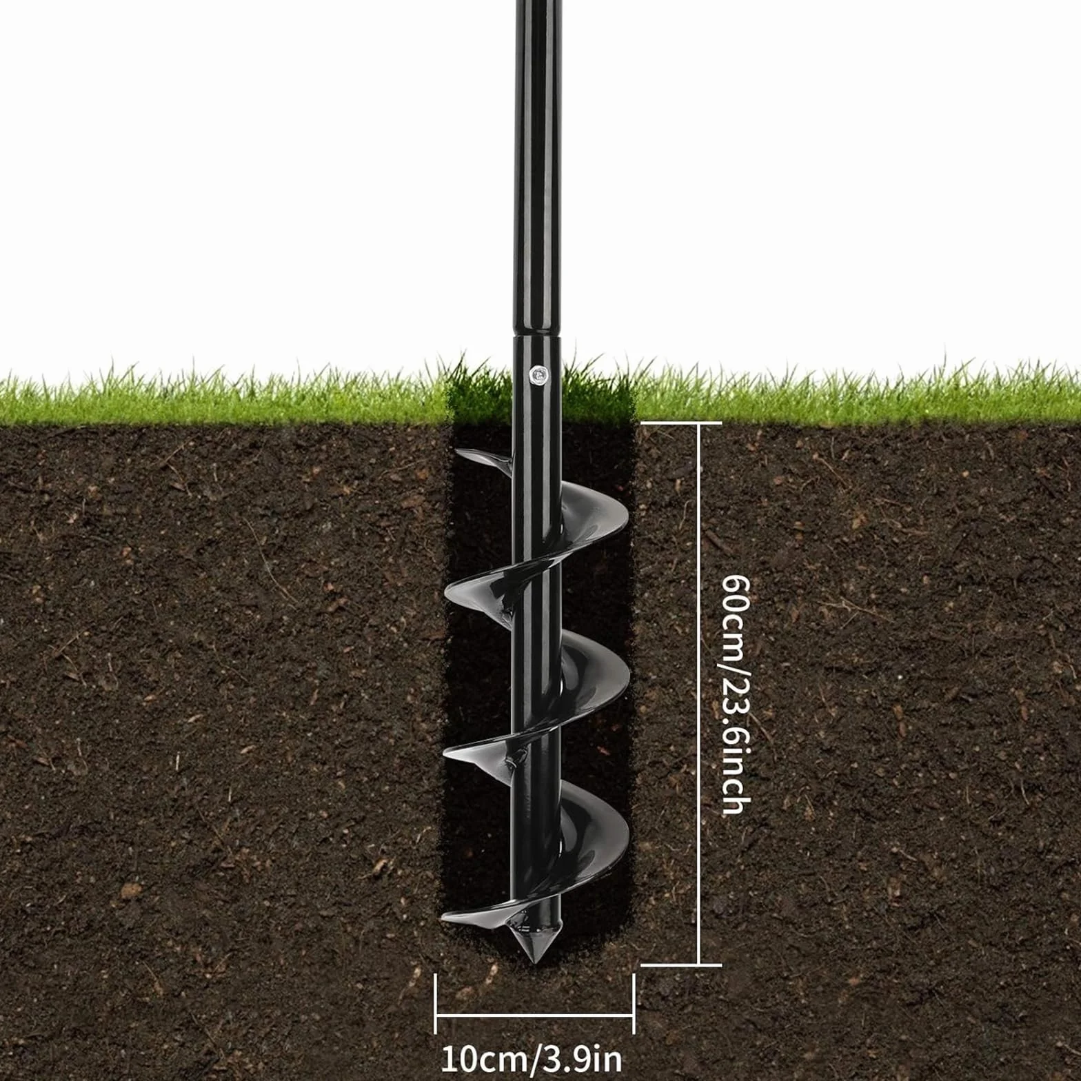 Wiertarka ręczna 60-85 cm regulowana, średnica 10 cm Wiertło spiralne do ogrodu z antypoślizgowym uchwytem, szybka sadzarka świder do mocowania słupków ogrodzeniowych, sadzenia drzew